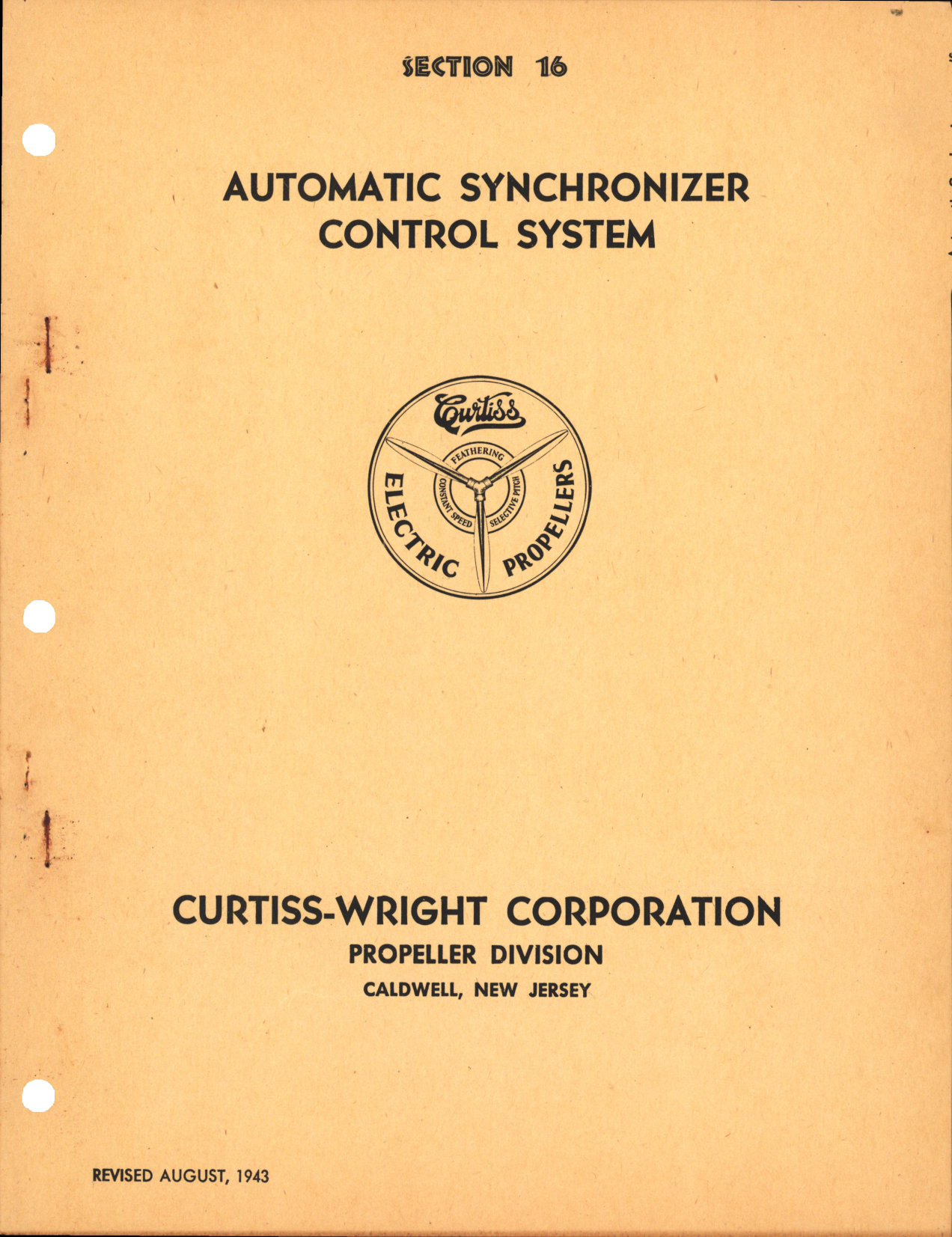 Sample page 1 from AirCorps Library document: Section 16 - Automatic Synchronizer Control System