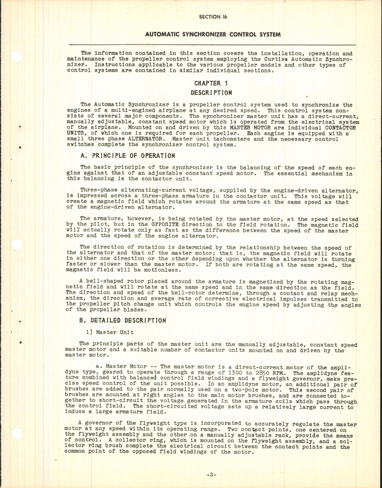 Sample page 5 from AirCorps Library document: Section 16 - Automatic Synchronizer Control System