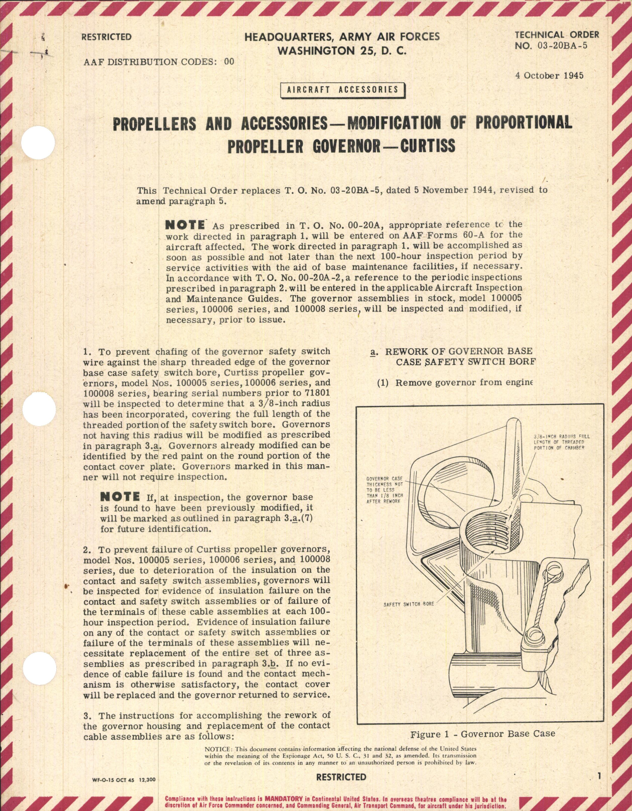 Sample page 1 from AirCorps Library document: Modification of Proportional Propeller Governor - Curtiss