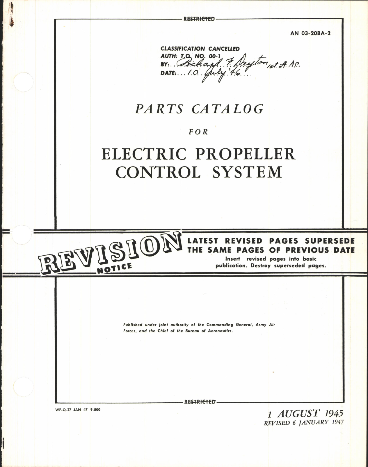 Sample page 1 from AirCorps Library document: Parts Catalog for Electric Propeller Control System