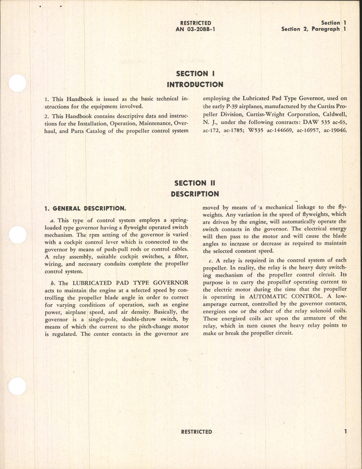 Sample page 5 from AirCorps Library document: Handbook of Instructions with Parts Catalog for Lubricated Pad Type Governor