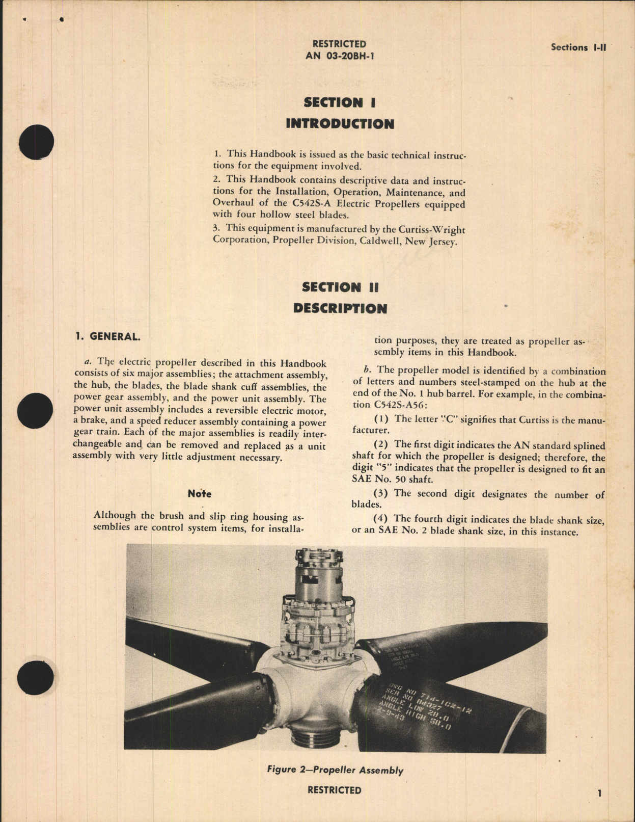 Sample page 5 from AirCorps Library document: Operation, Service, & Overhaul Instructions with Parts Catalog for Electric Propellers Model C542S-A