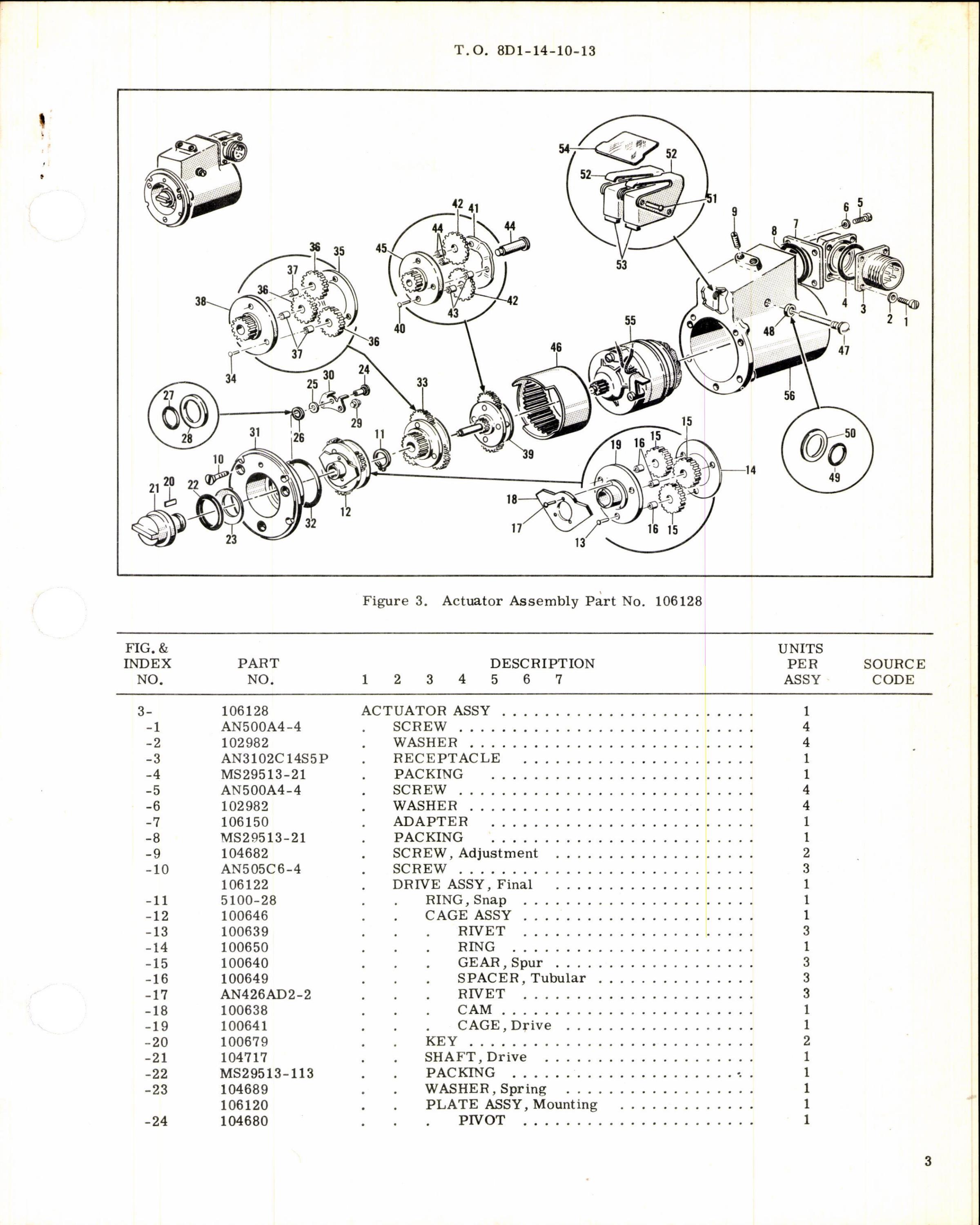 Sample page 3 from AirCorps Library document: Instructions w Parts Breakdown for Actuator Assembly No 106128