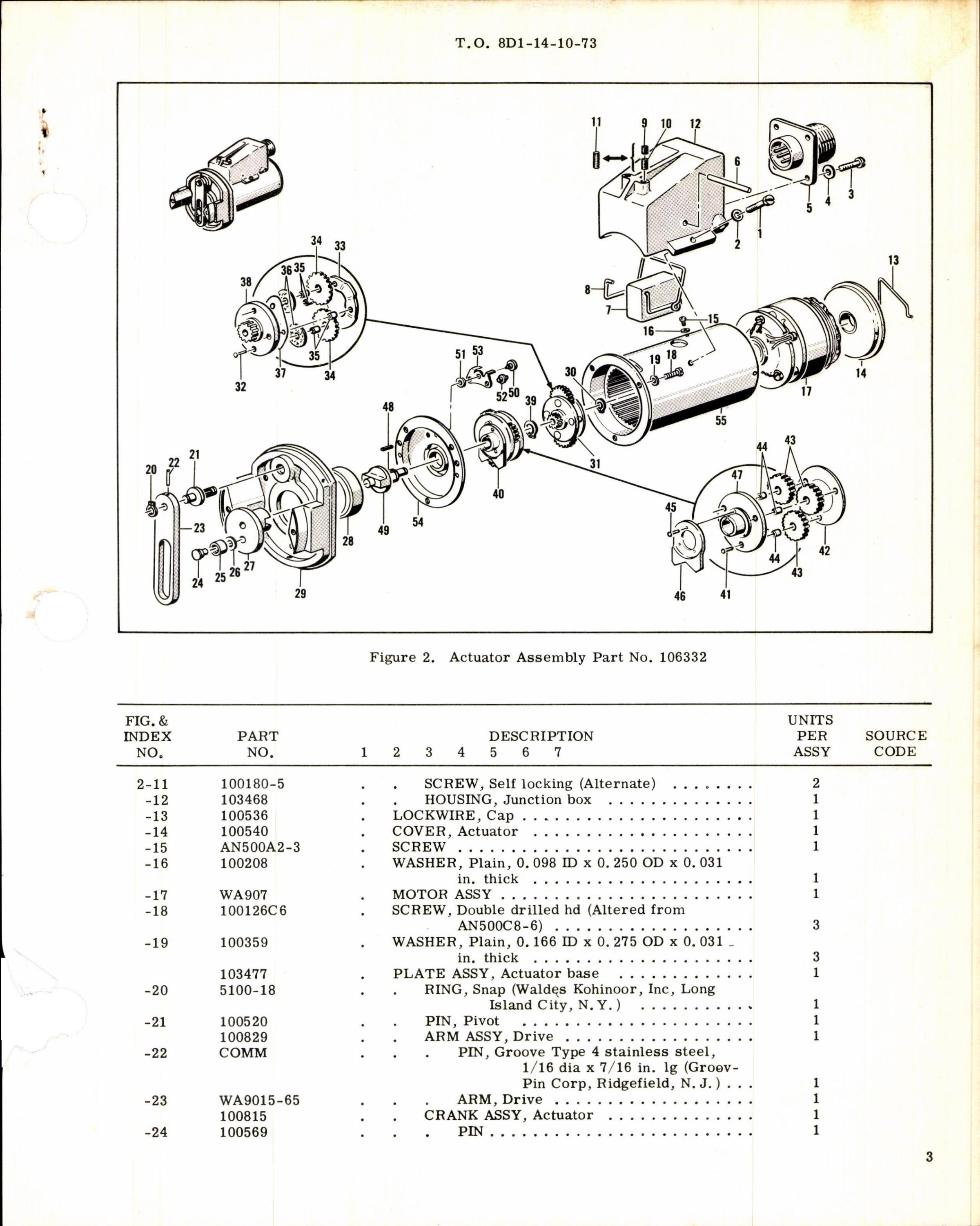 Sample page 3 from AirCorps Library document: Instructions w Parts Breakdown for Actuator Assembly Part 106332