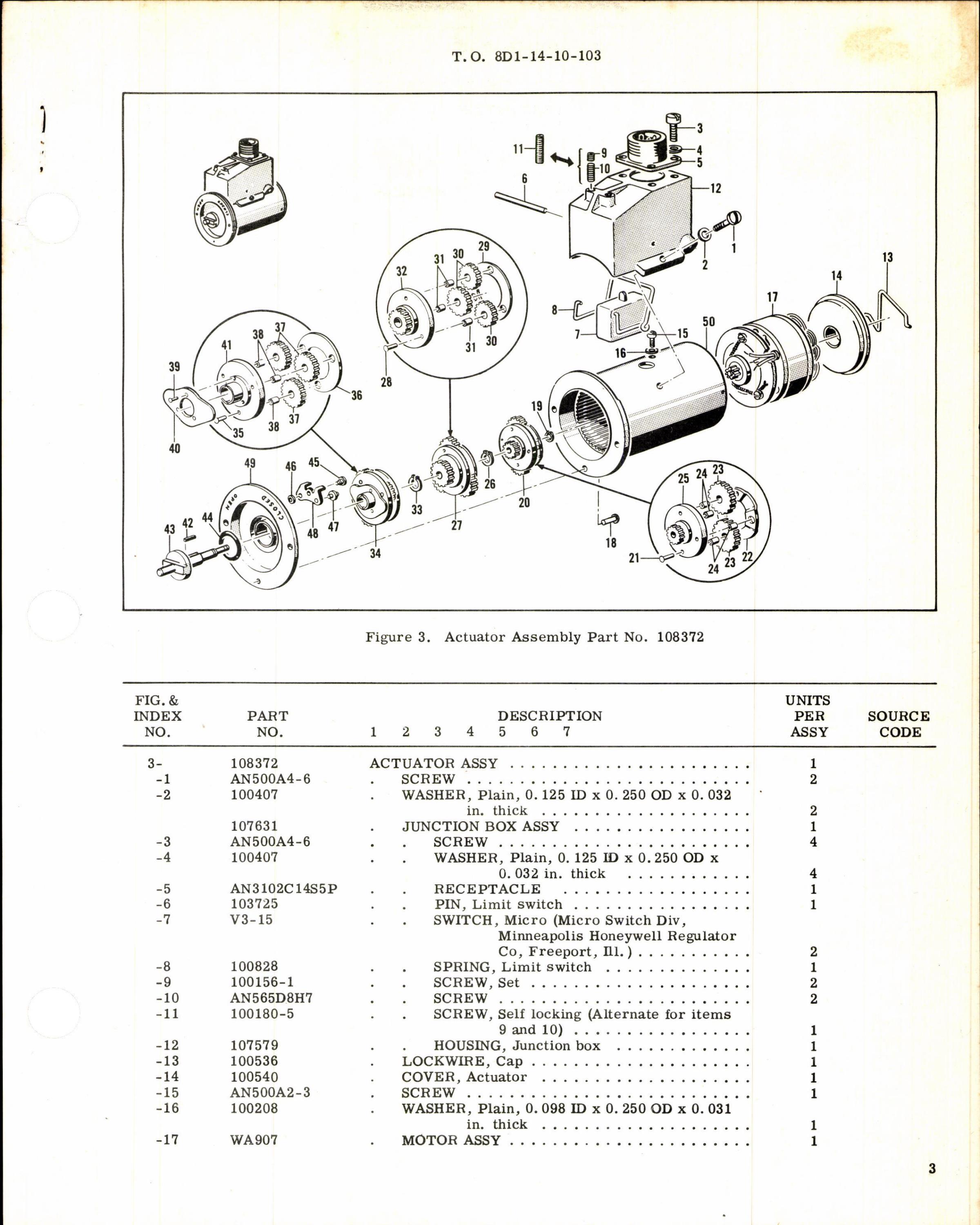 Sample page 3 from AirCorps Library document: Instructions w Parts Breakdown for Actuator Assembly Part 108372