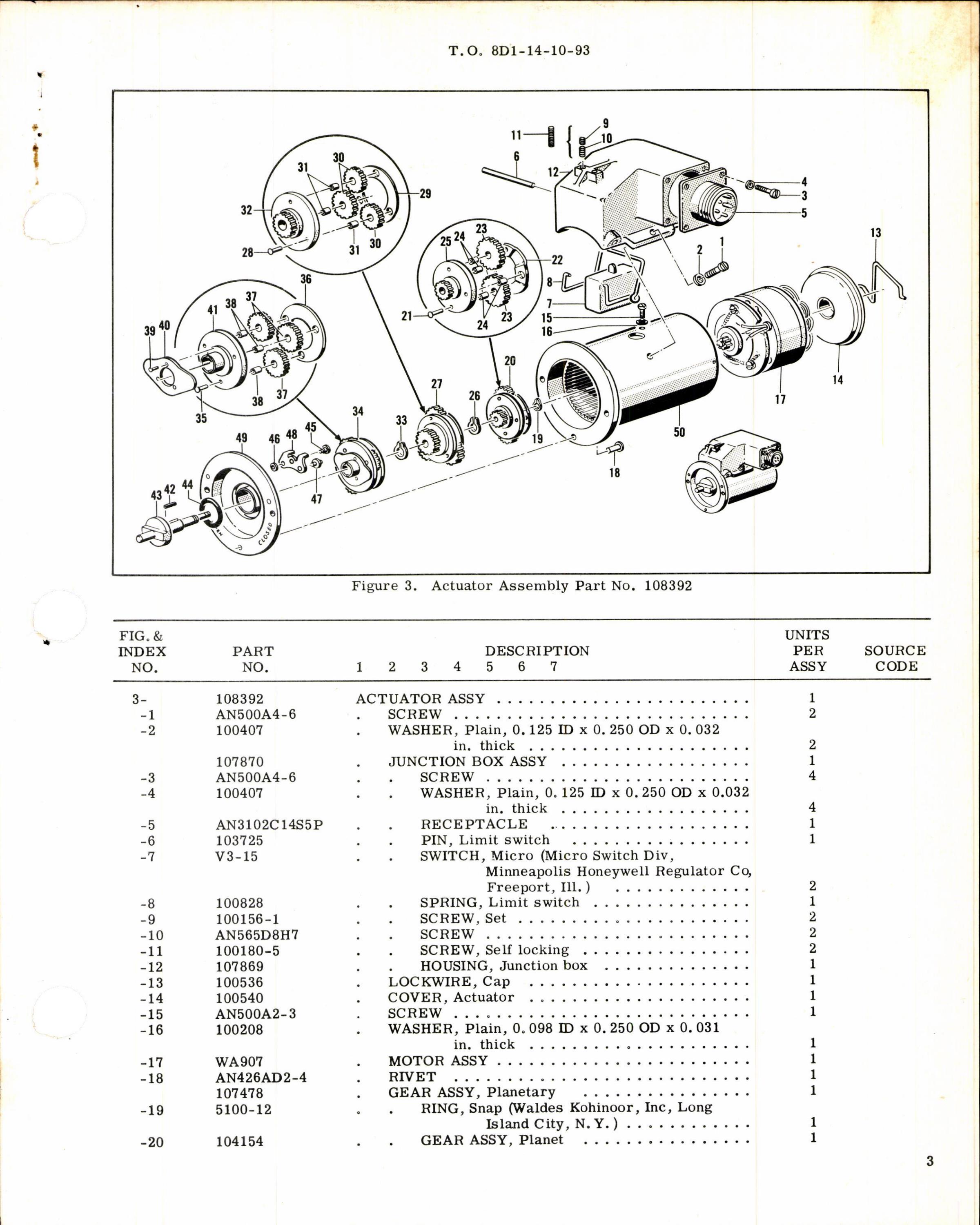 Sample page 3 from AirCorps Library document: Instructions w Parts Breakdown for Actuator Assembly Part 108392