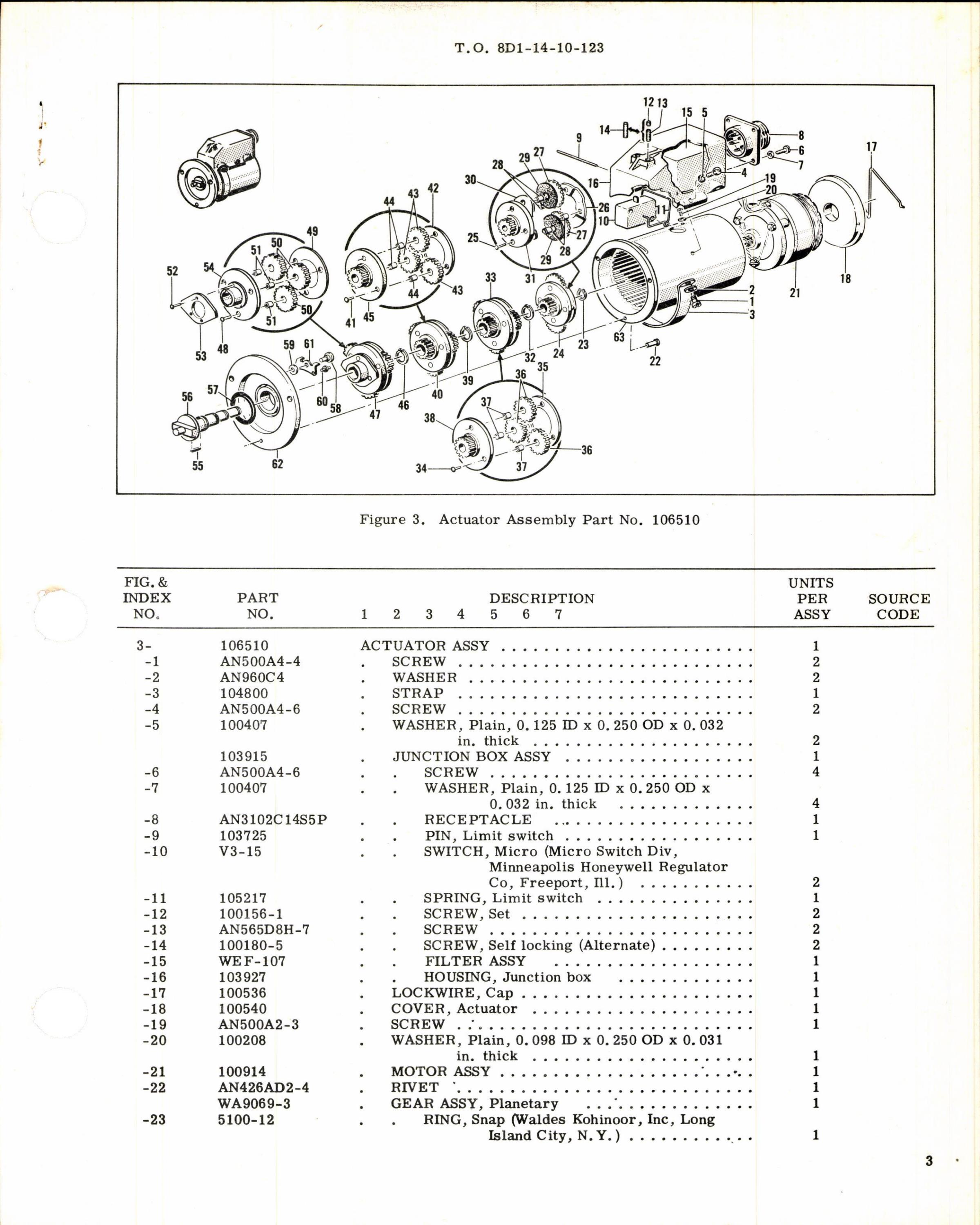 Sample page 3 from AirCorps Library document: Instructions w Parts Breakdown for Actuator Assembly Part 106510