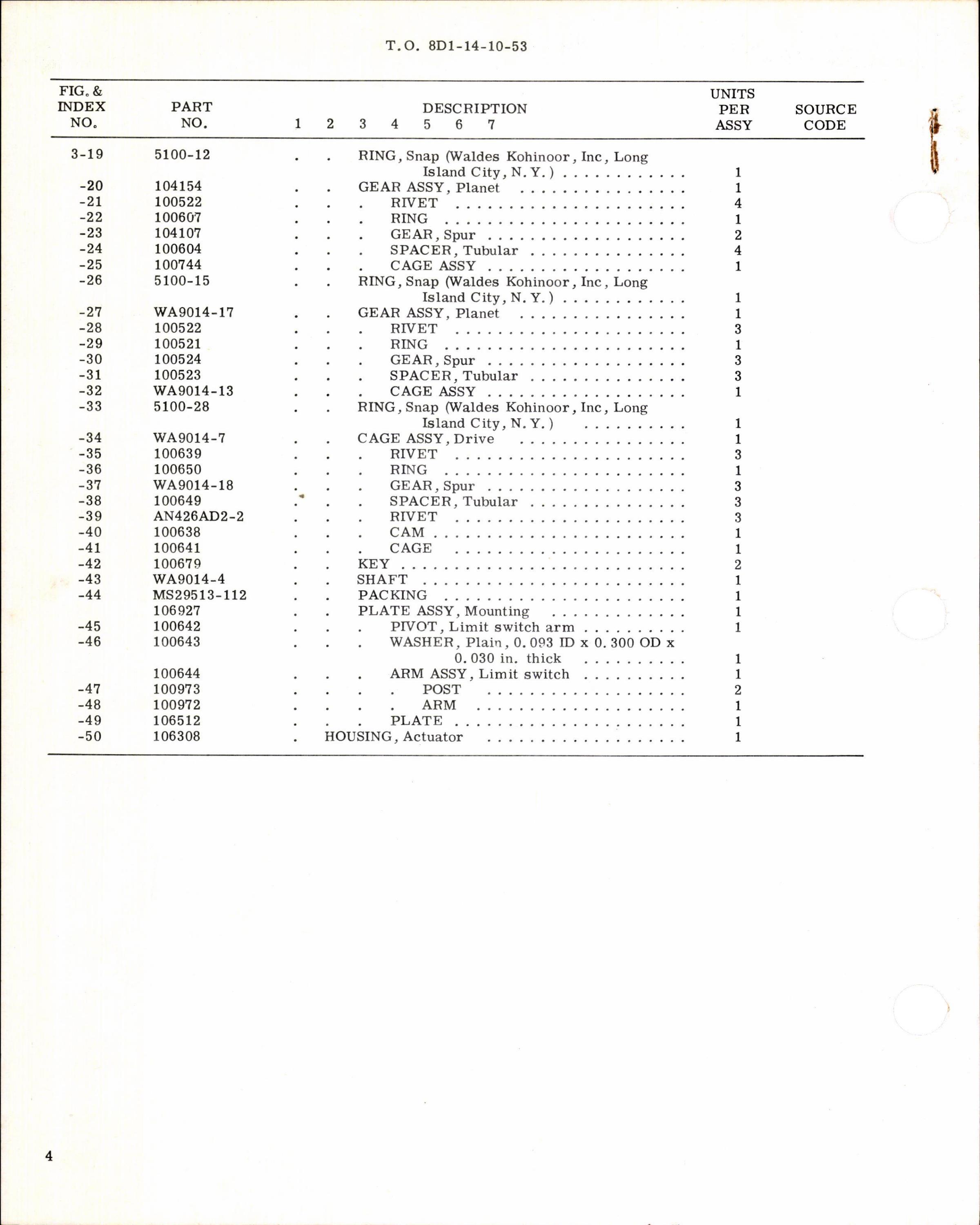 Sample page 4 from AirCorps Library document: Instructions w Parts Breakdown for Actuator Assembly Part 106520