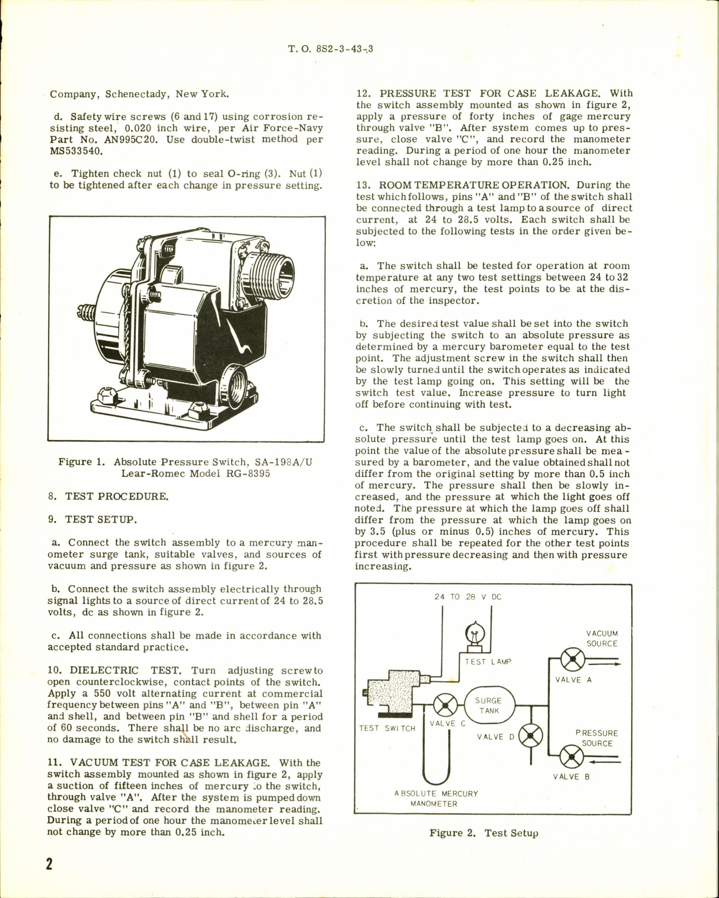 Sample page 2 from AirCorps Library document: Overhaul Instructions with Parts Breakdown for Absolute Pressure Switch SA-198A-U