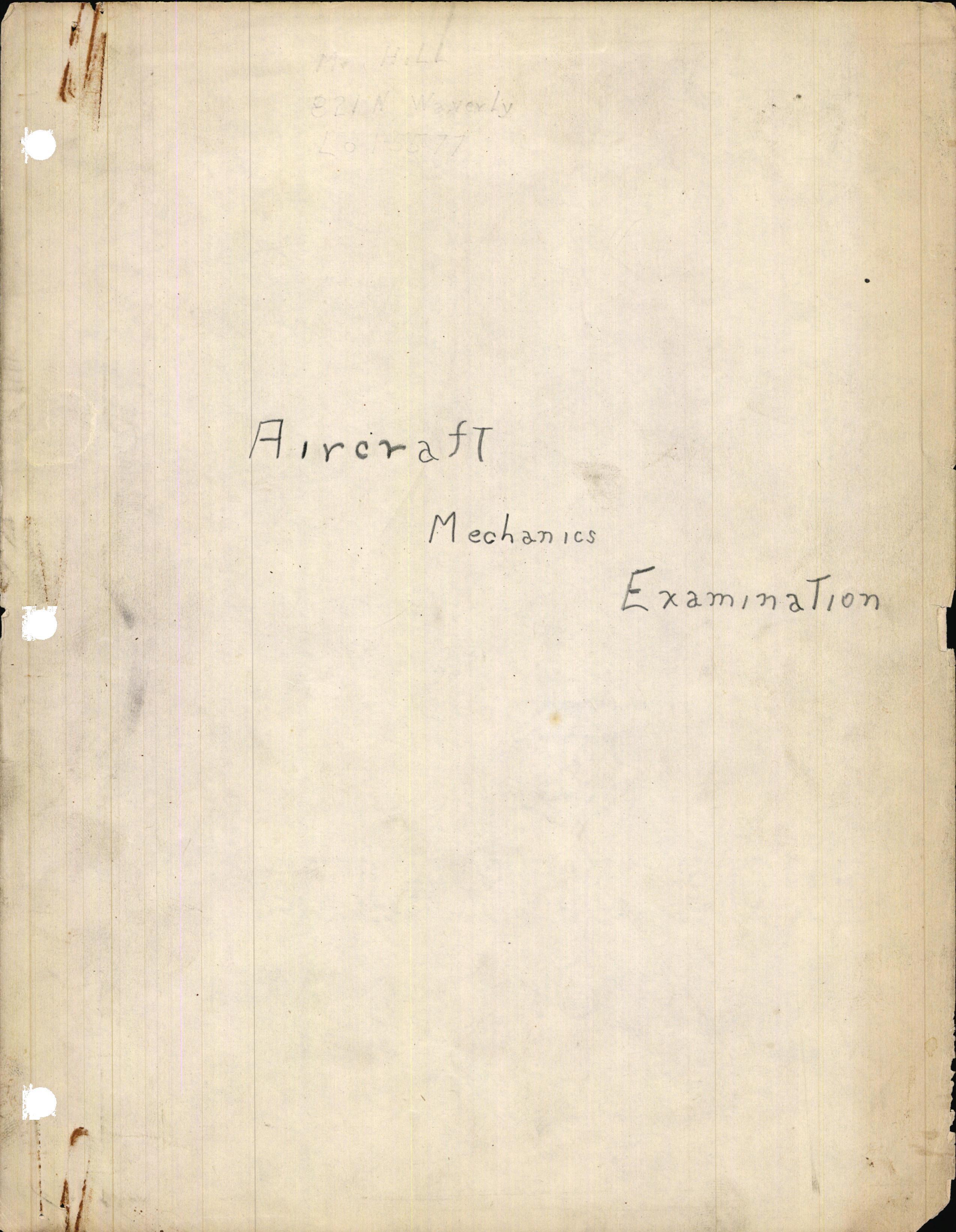 Sample page 1 from AirCorps Library document: Aircraft Mechanics Examination