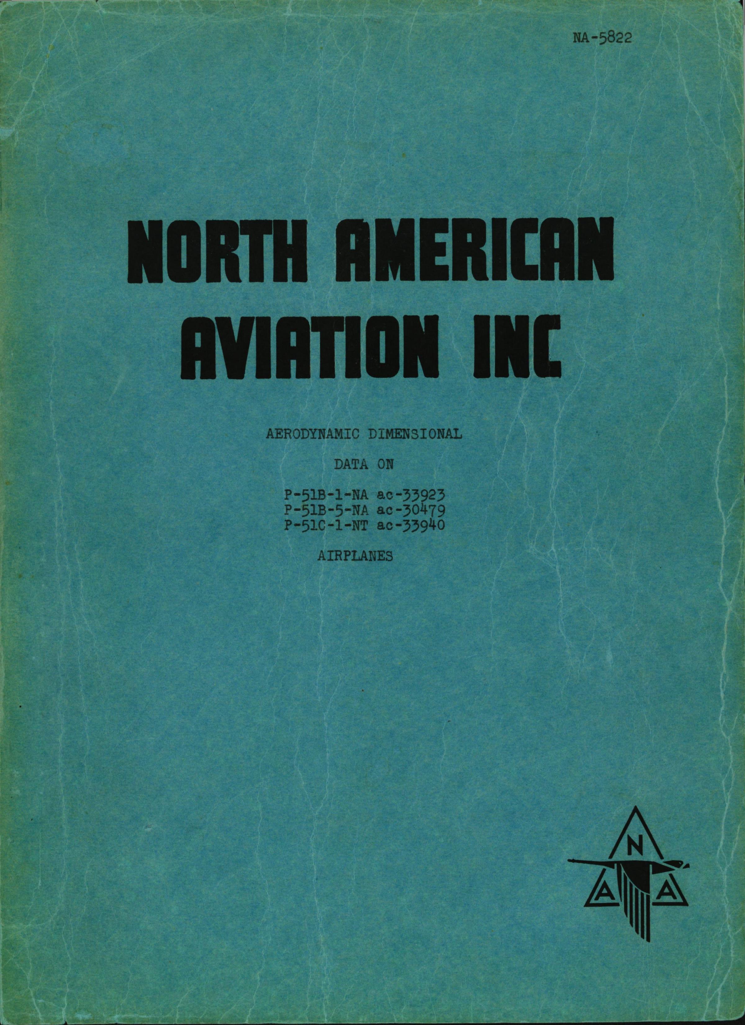Sample page 1 from AirCorps Library document: Aerodynamic Dimensional Data - P-51B - P-51C -  North American Engineering Dept