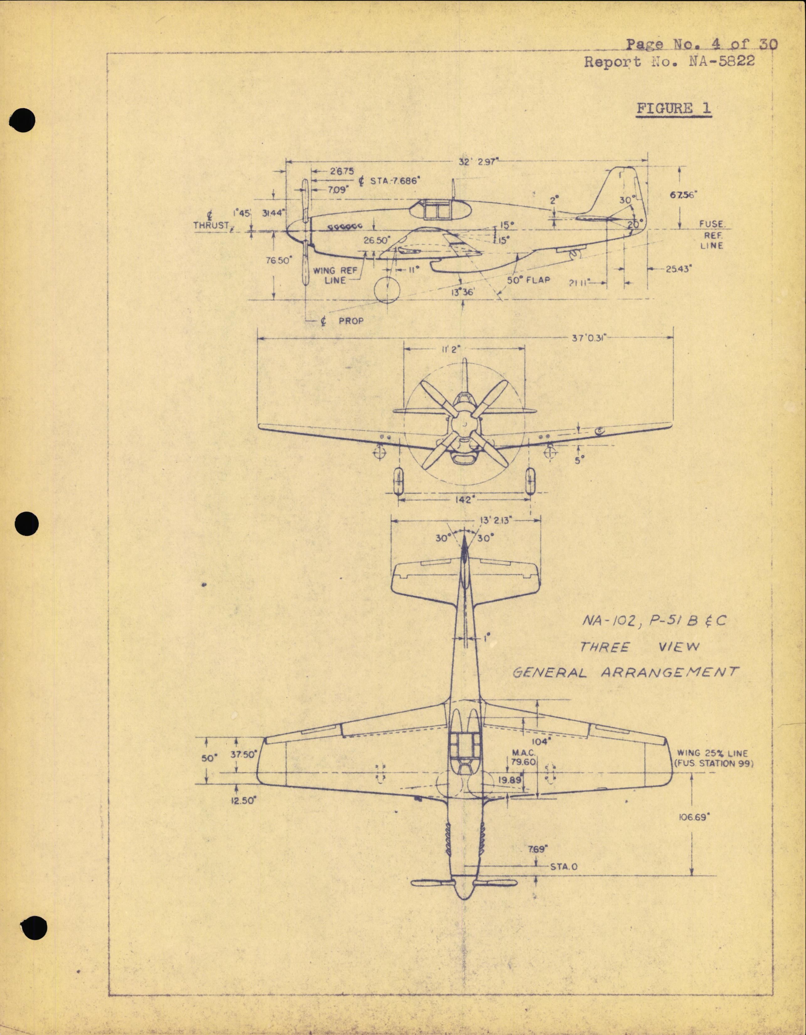 Sample page 8 from AirCorps Library document: Aerodynamic Dimensional Data - P-51B - P-51C -  North American Engineering Dept