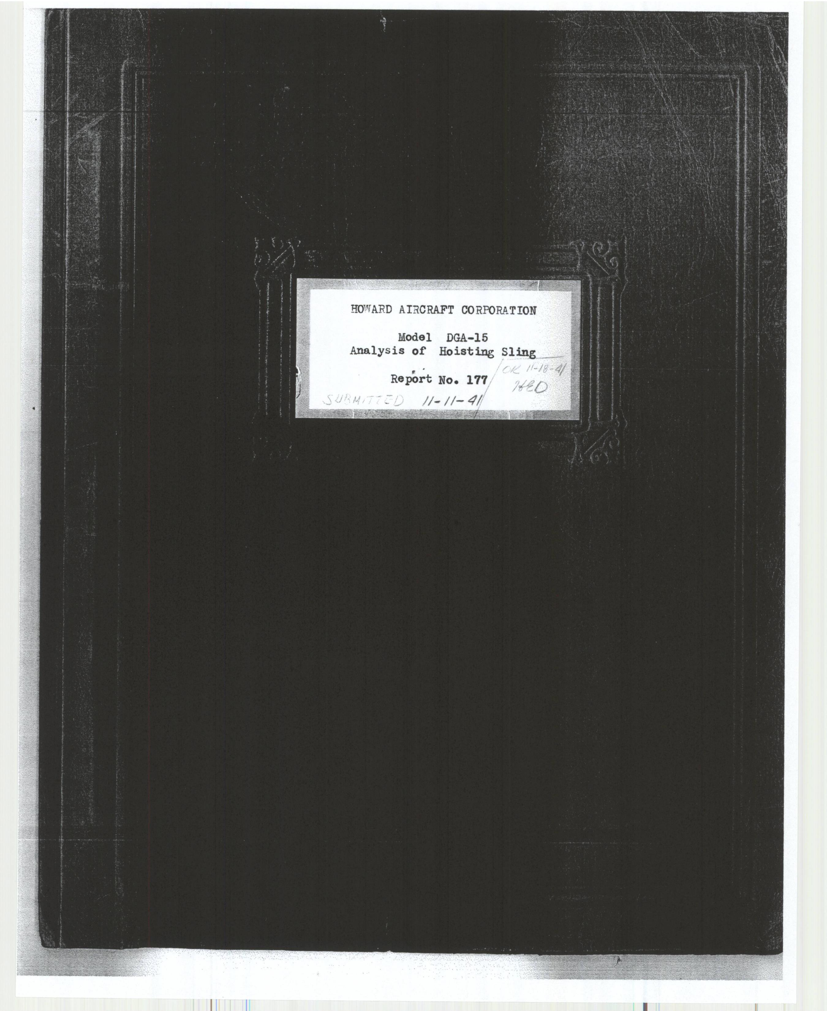 Sample page 1 from AirCorps Library document: Report 177, Analysis of Hoisting Sling, DGA-15