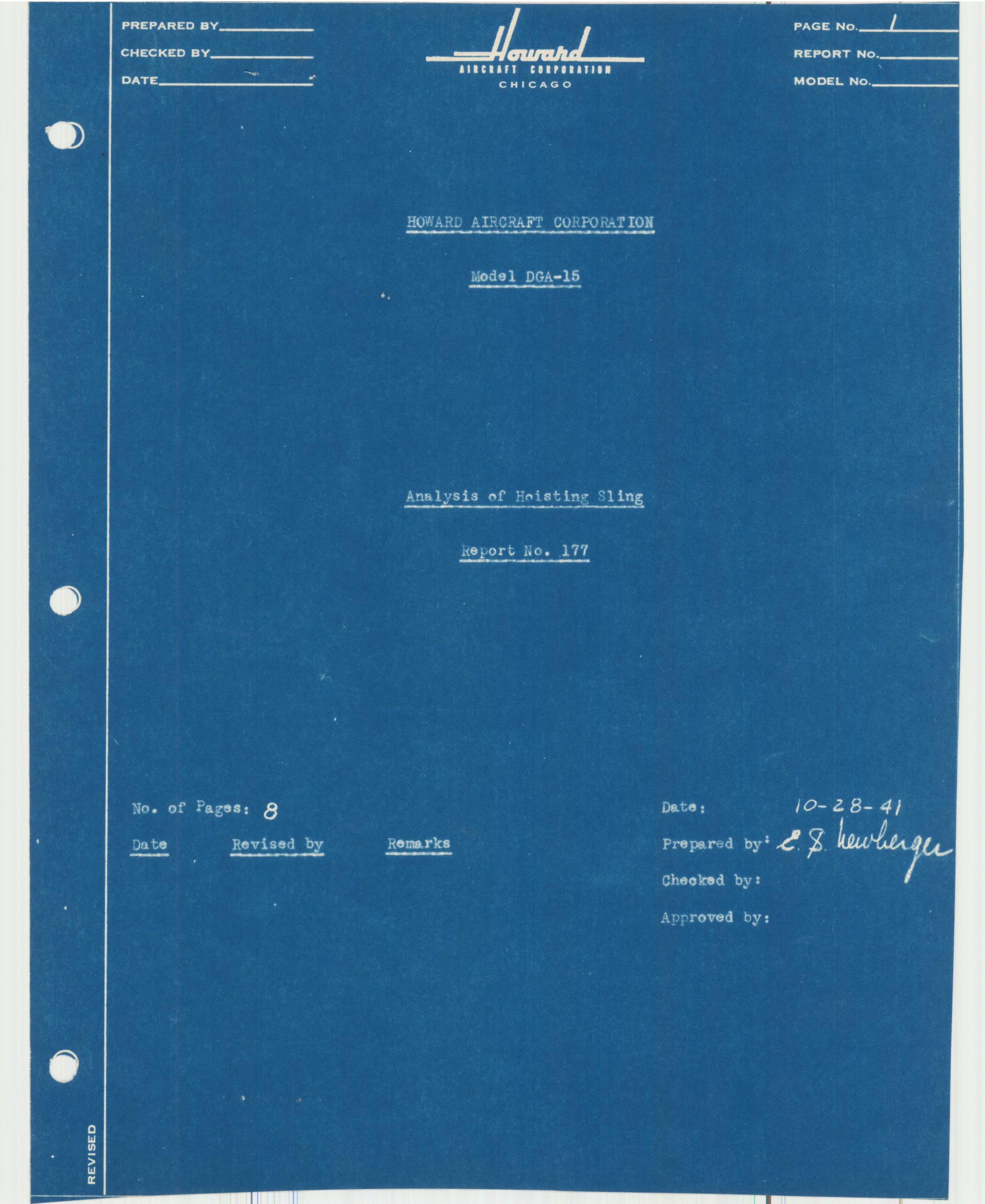Sample page 3 from AirCorps Library document: Report 177, Analysis of Hoisting Sling, DGA-15