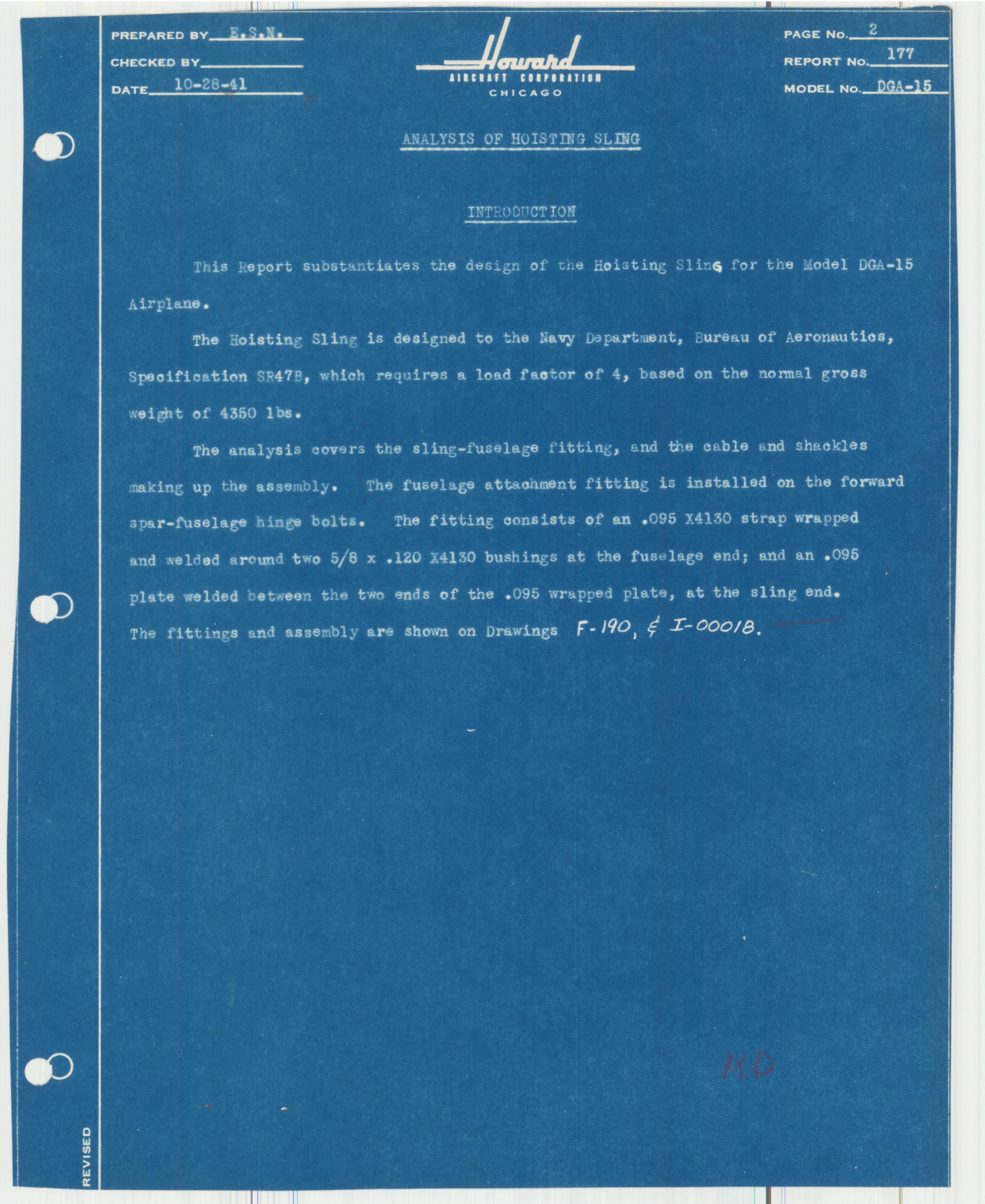 Sample page 4 from AirCorps Library document: Report 177, Analysis of Hoisting Sling, DGA-15