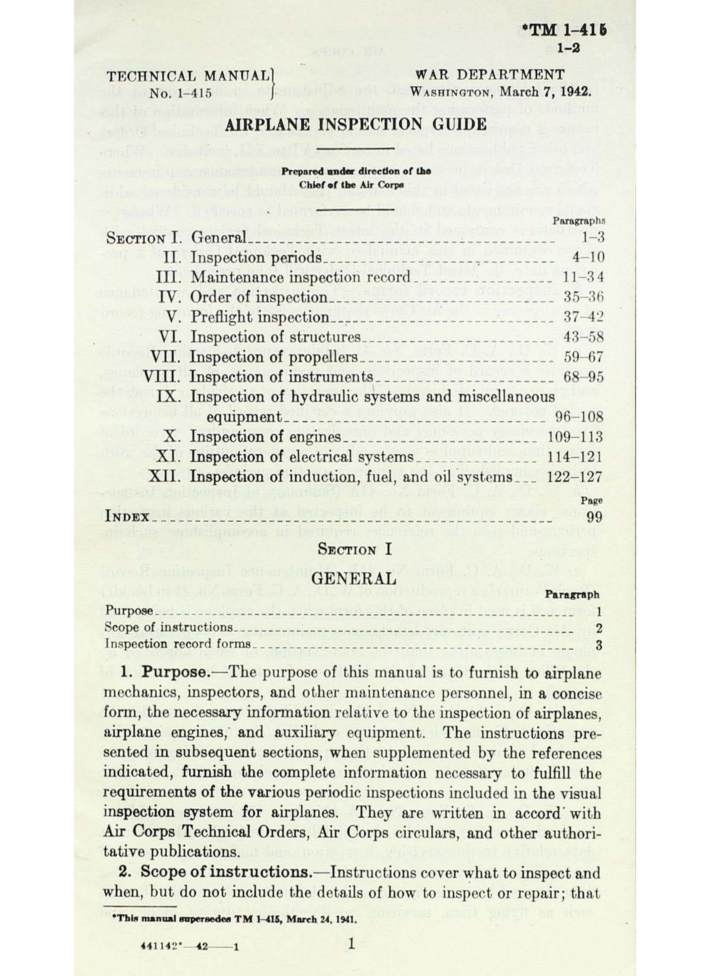 Sample page 2 from AirCorps Library document: Airplane Inspection Guide - War Department Tech Manual 