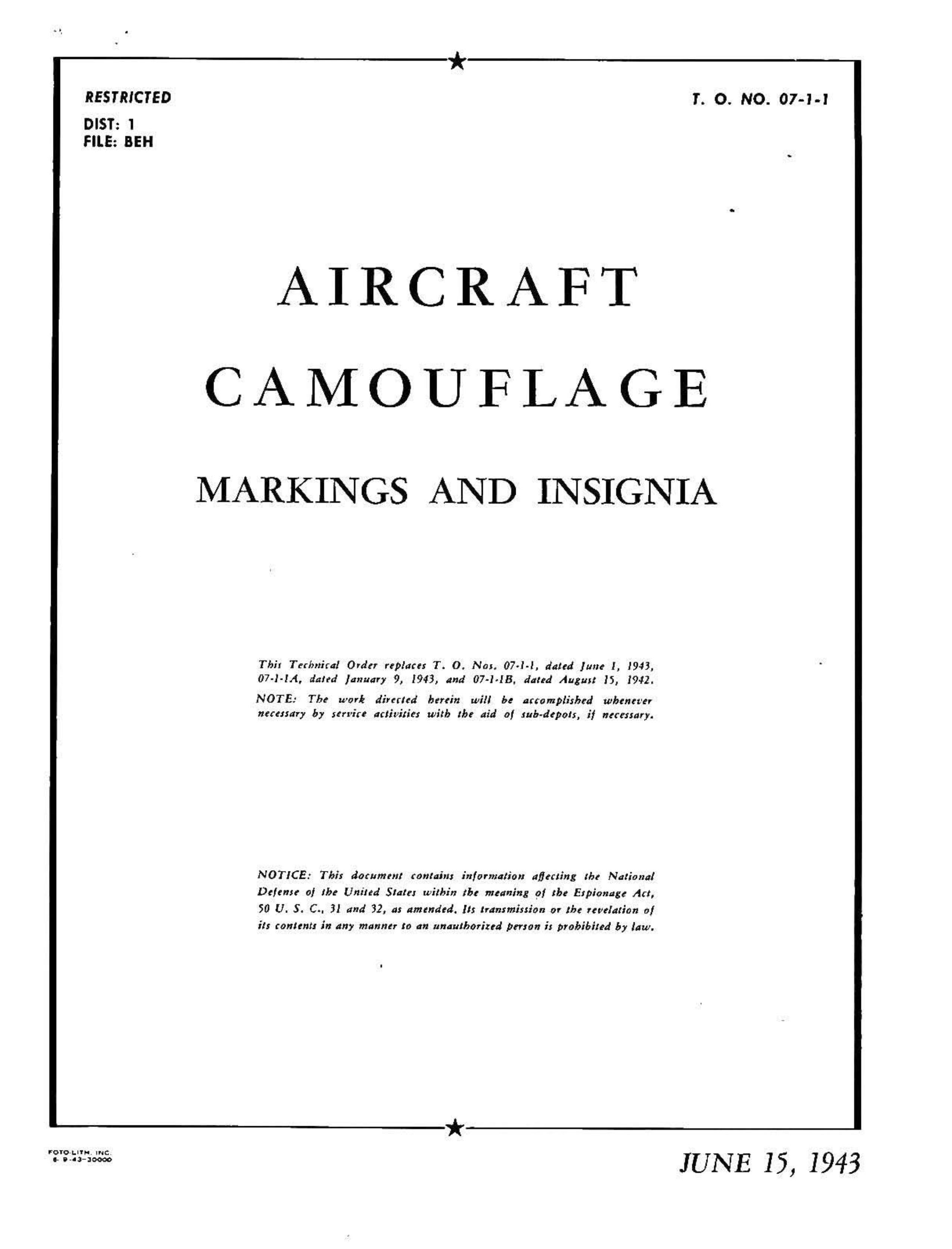 Sample page 1 from AirCorps Library document: Aircraft Camouflage Markings and Insignia