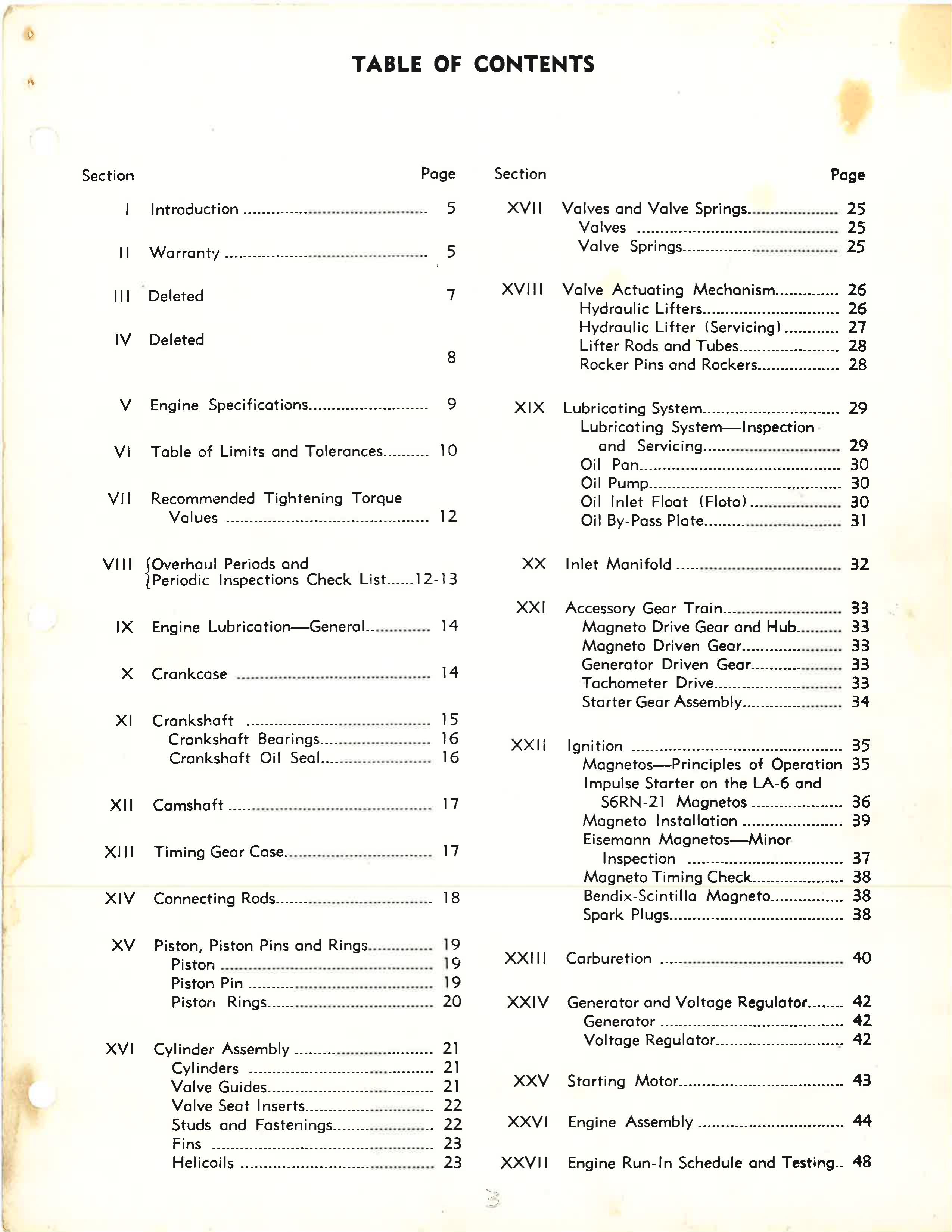 Sample page 4 from AirCorps Library document: Service Manual for Engine Models 6A4-150-B3 and 6A4-165-B3