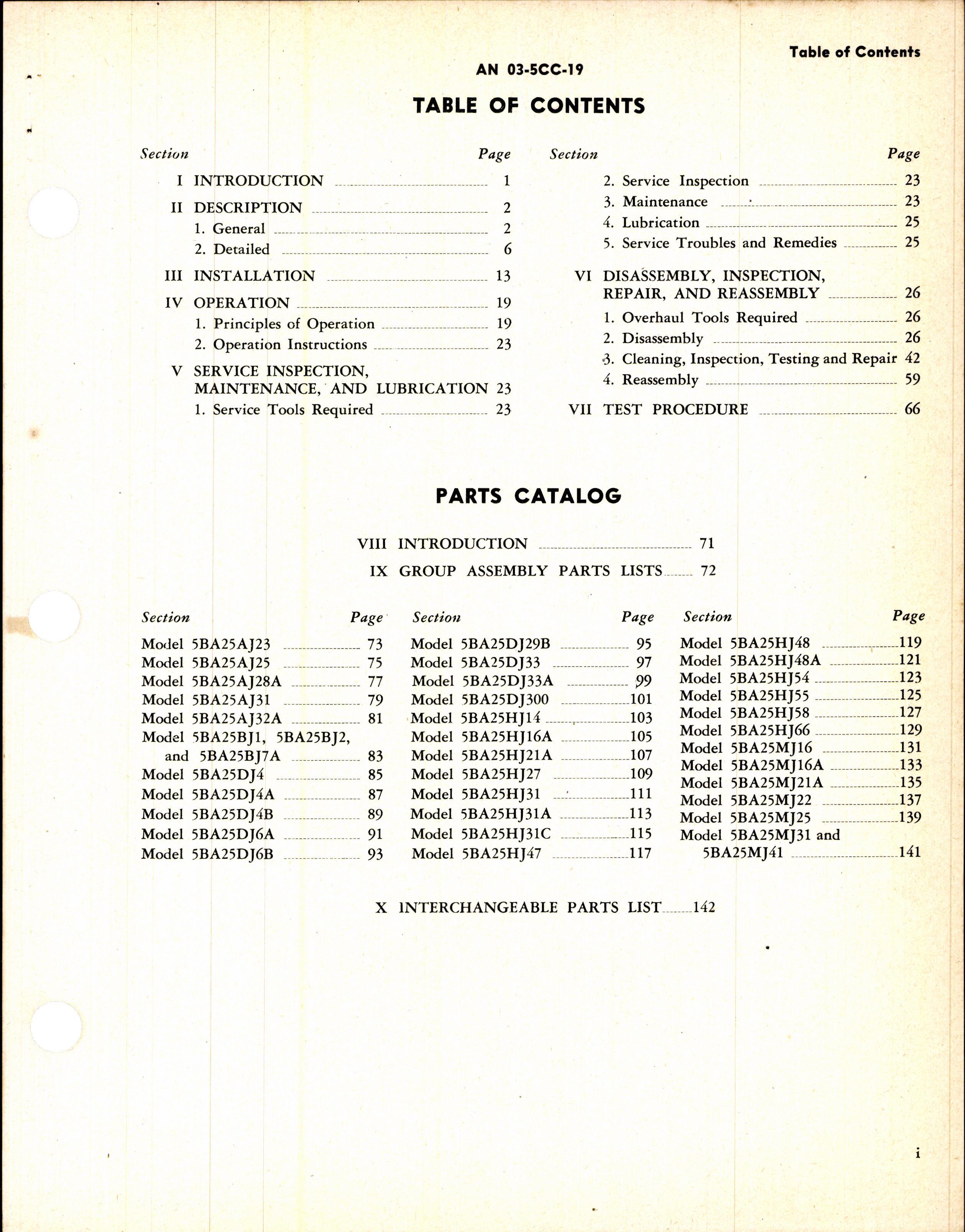 Sample page 3 from AirCorps Library document: Operation, Service, & Overhaul Instructions w/ Parts Catalog for Aircraft Motors Model 5BA25 Series