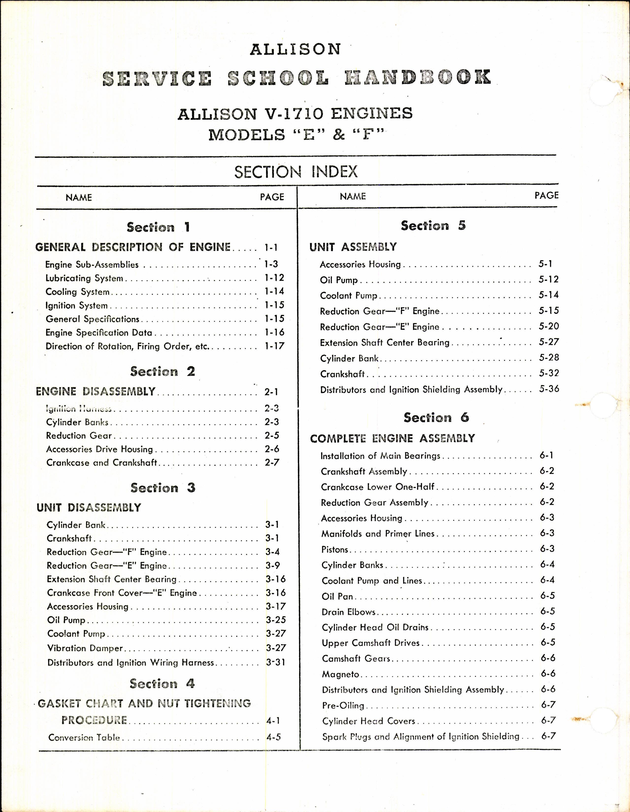 Sample page 2 from AirCorps Library document: Allison Service School Handbook for V-1710 Engines Model E and F