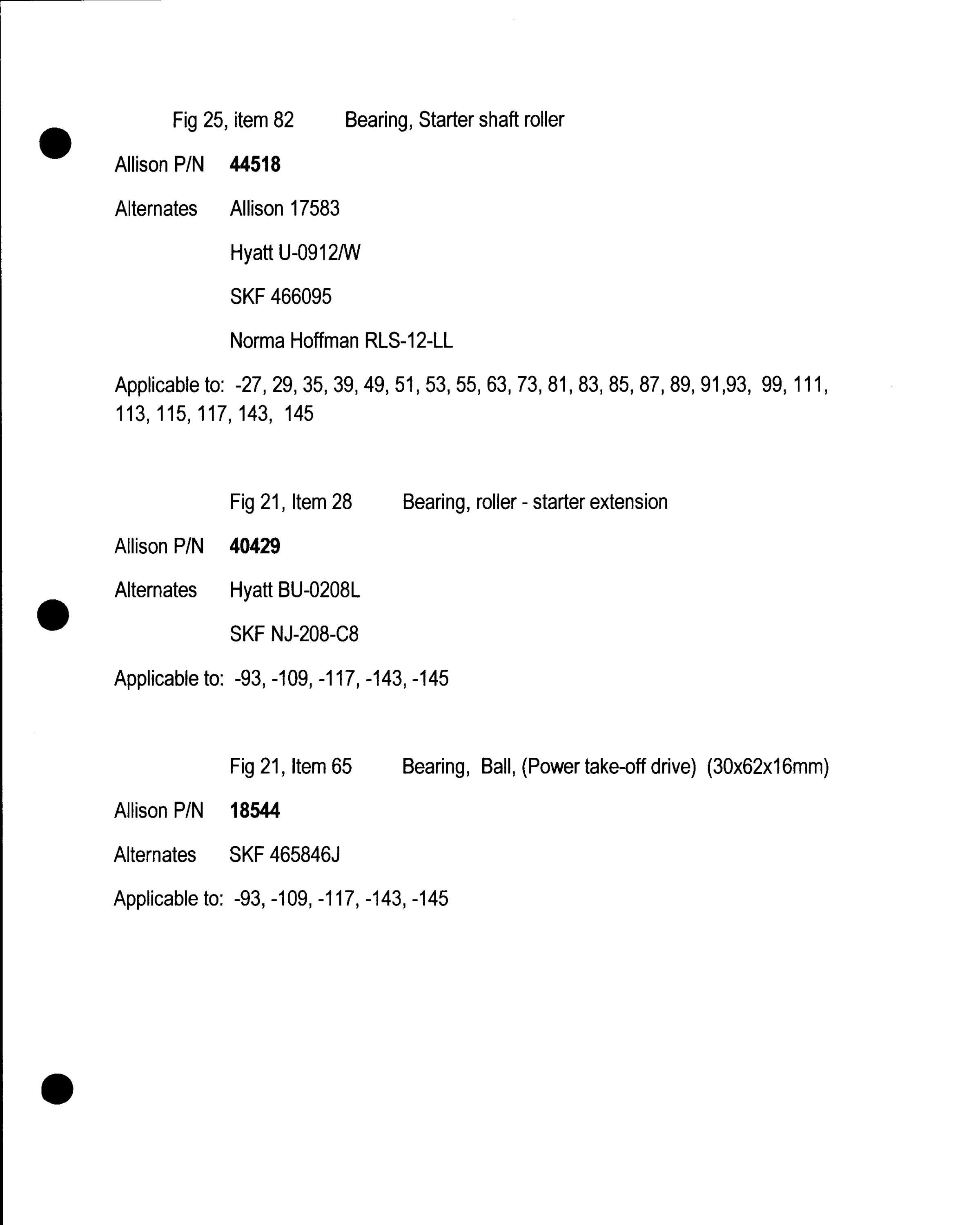 Sample page 2 from AirCorps Library document: Allison 1710 Engine Bearings