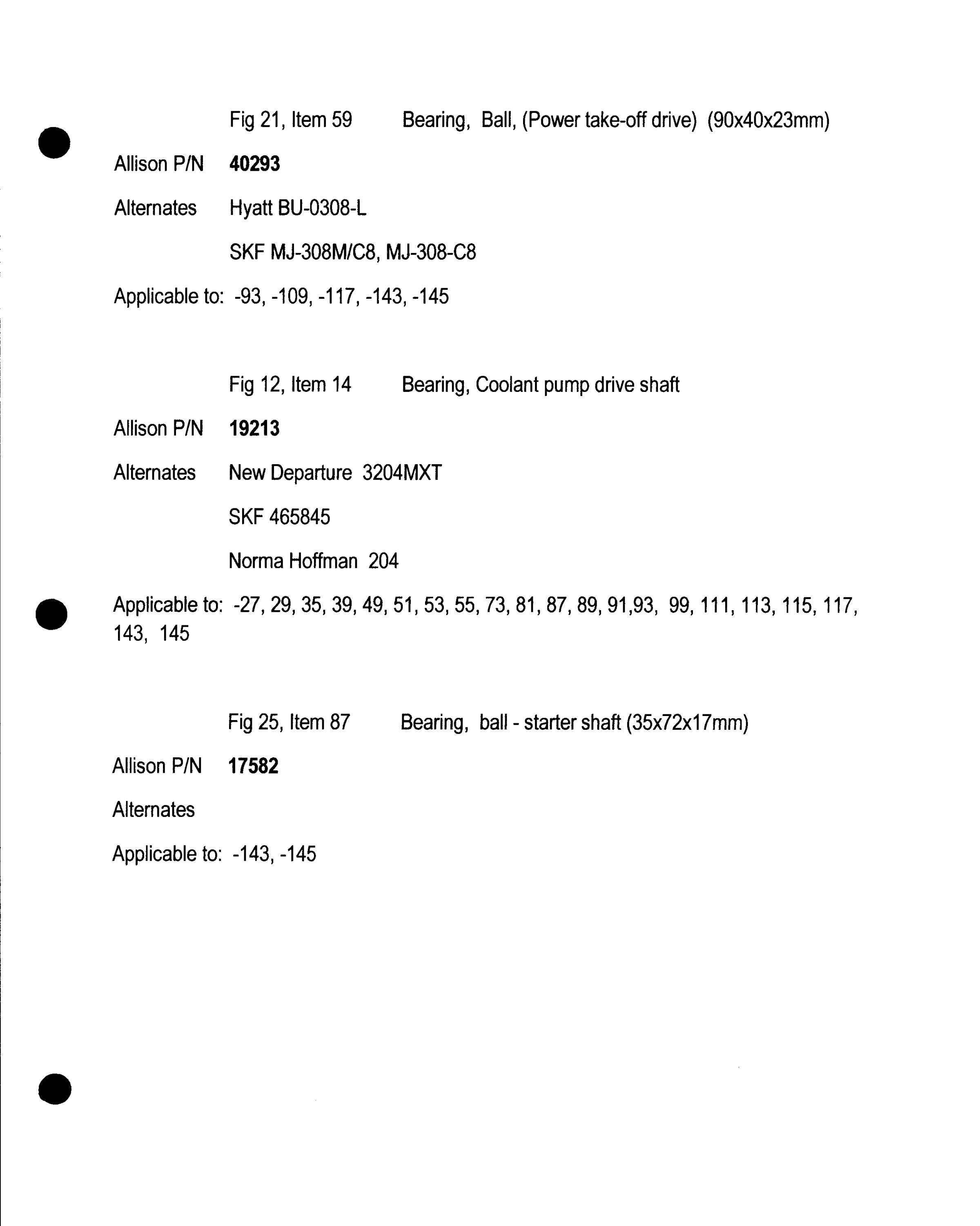Sample page 3 from AirCorps Library document: Allison 1710 Engine Bearings