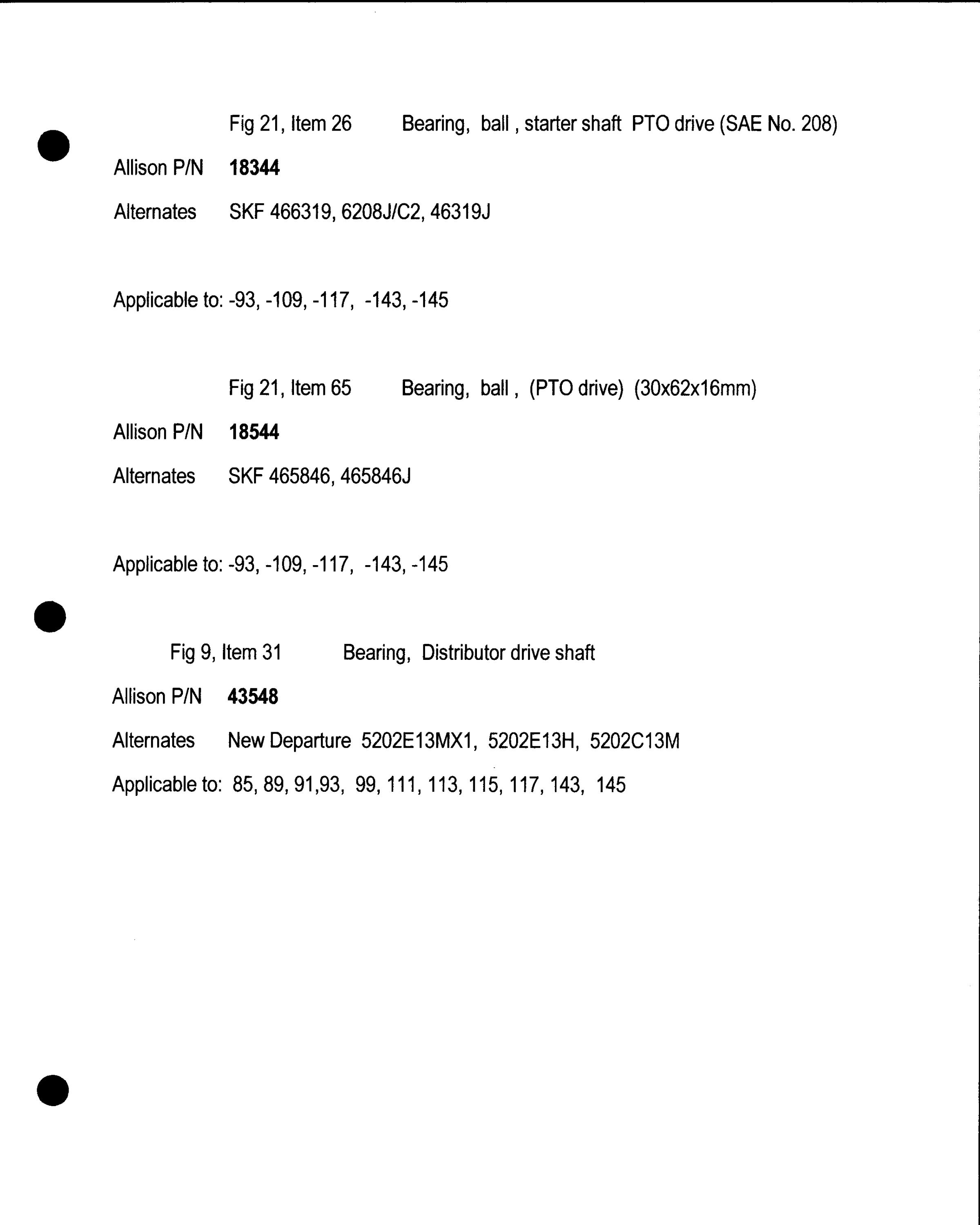 Sample page 4 from AirCorps Library document: Allison 1710 Engine Bearings