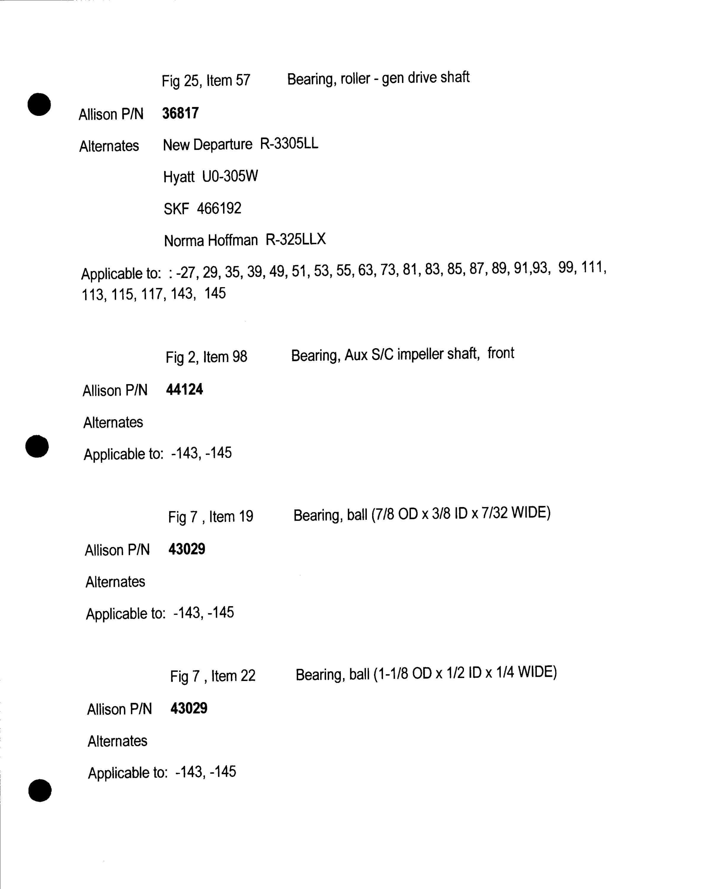 Sample page 5 from AirCorps Library document: Allison 1710 Engine Bearings
