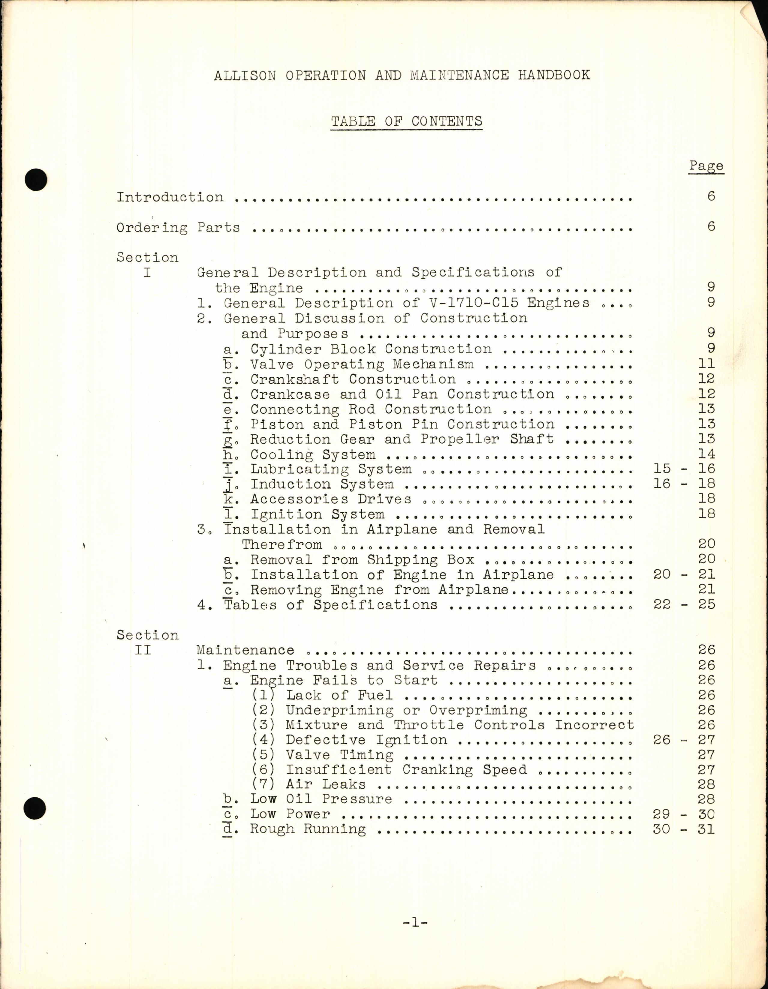 Sample page 7 from AirCorps Library document: Operation, Maintenance & Overhaul Handbook for Model V-1710-C15