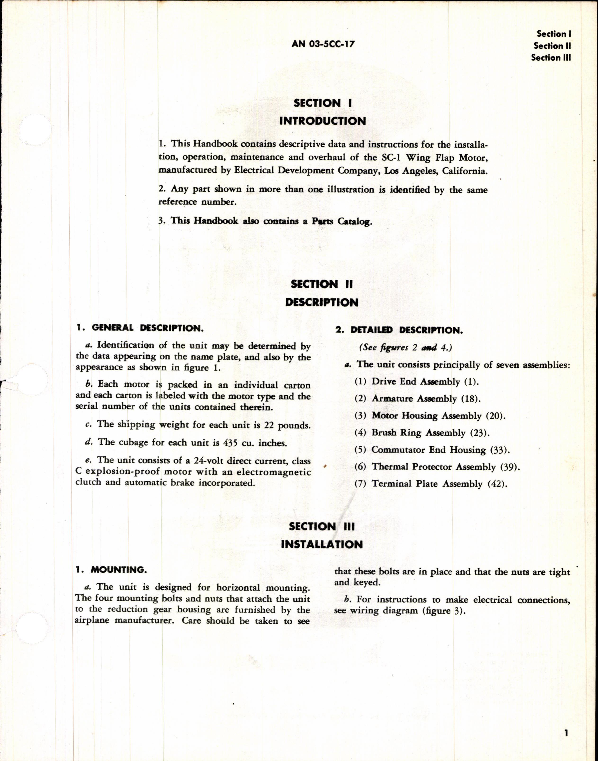 Sample page 5 from AirCorps Library document: Operation, Service, & Overhaul Inst w/ Parts Catalog for SC-1 Wing Flap Motor
