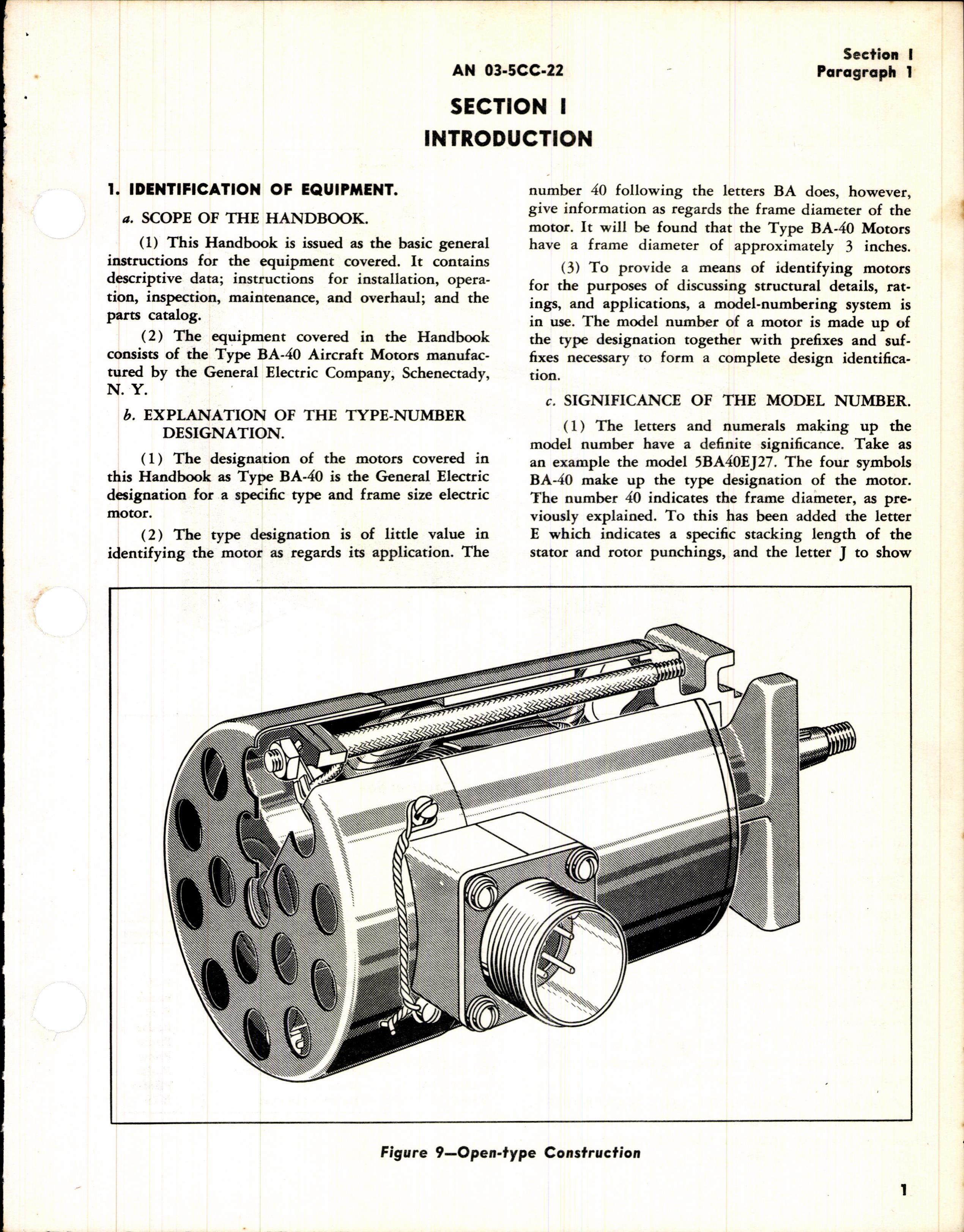Sample page 3 from AirCorps Library document: HB of Instructions with Parts Catalog for Model 5BA40 Electric Motors