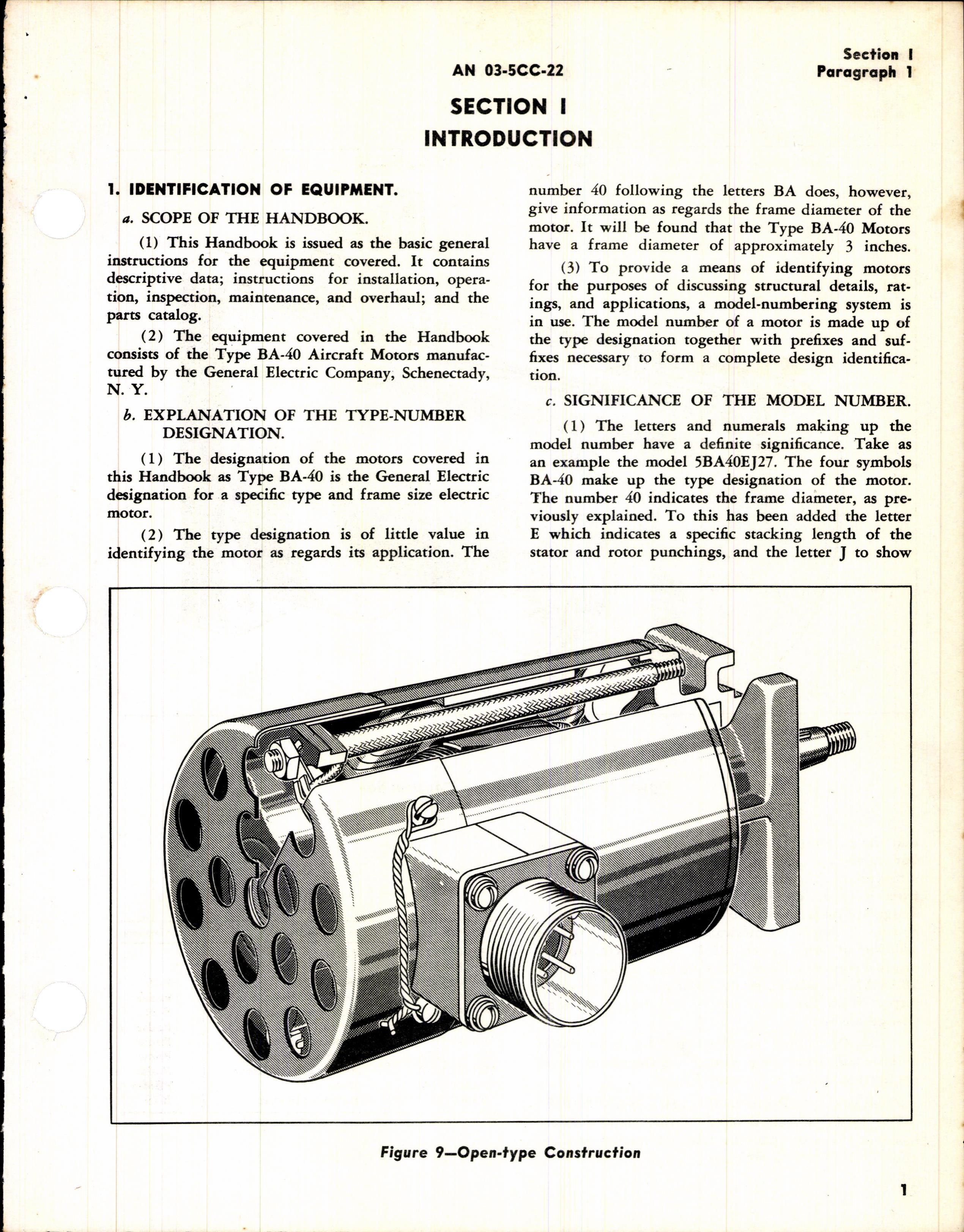 Sample page 3 from AirCorps Library document: HB of Instructions with Parts Catalog for Model 5BA40 Electric Motors