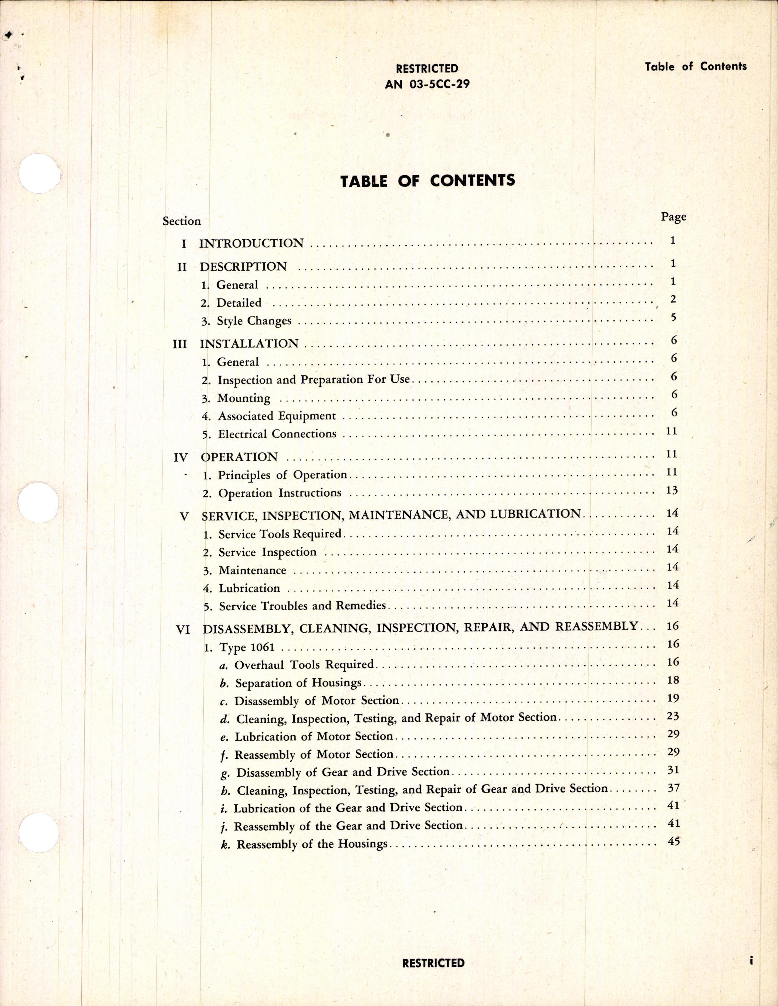 Sample page 3 from AirCorps Library document: Operation, Service, & Overhaul Inst w/ Parts Catalog for Retracting Motors