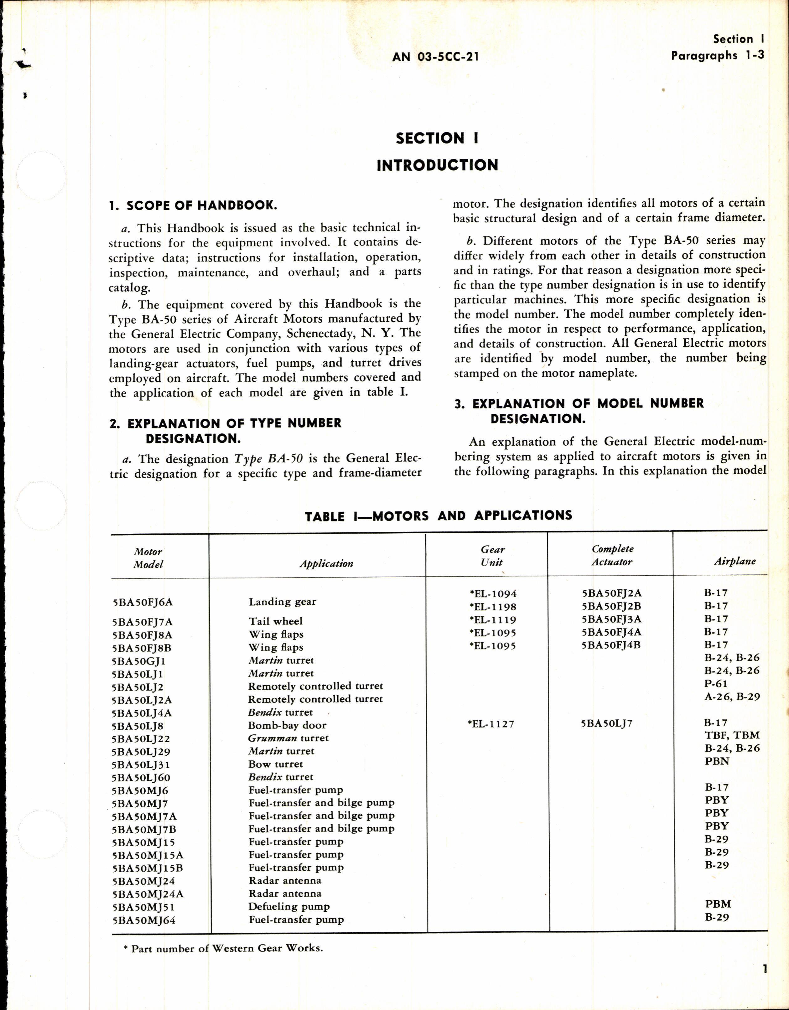Sample page 3 from AirCorps Library document: HB of Instructions with Parts Catalog for Model 5BA50 Electric Motor