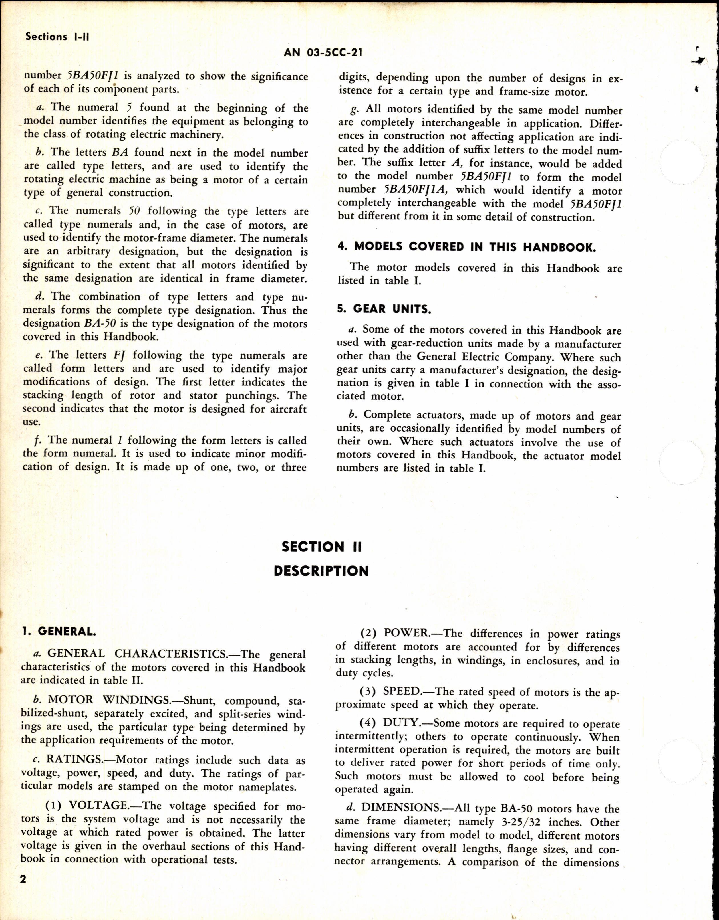 Sample page 4 from AirCorps Library document: HB of Instructions with Parts Catalog for Model 5BA50 Electric Motor