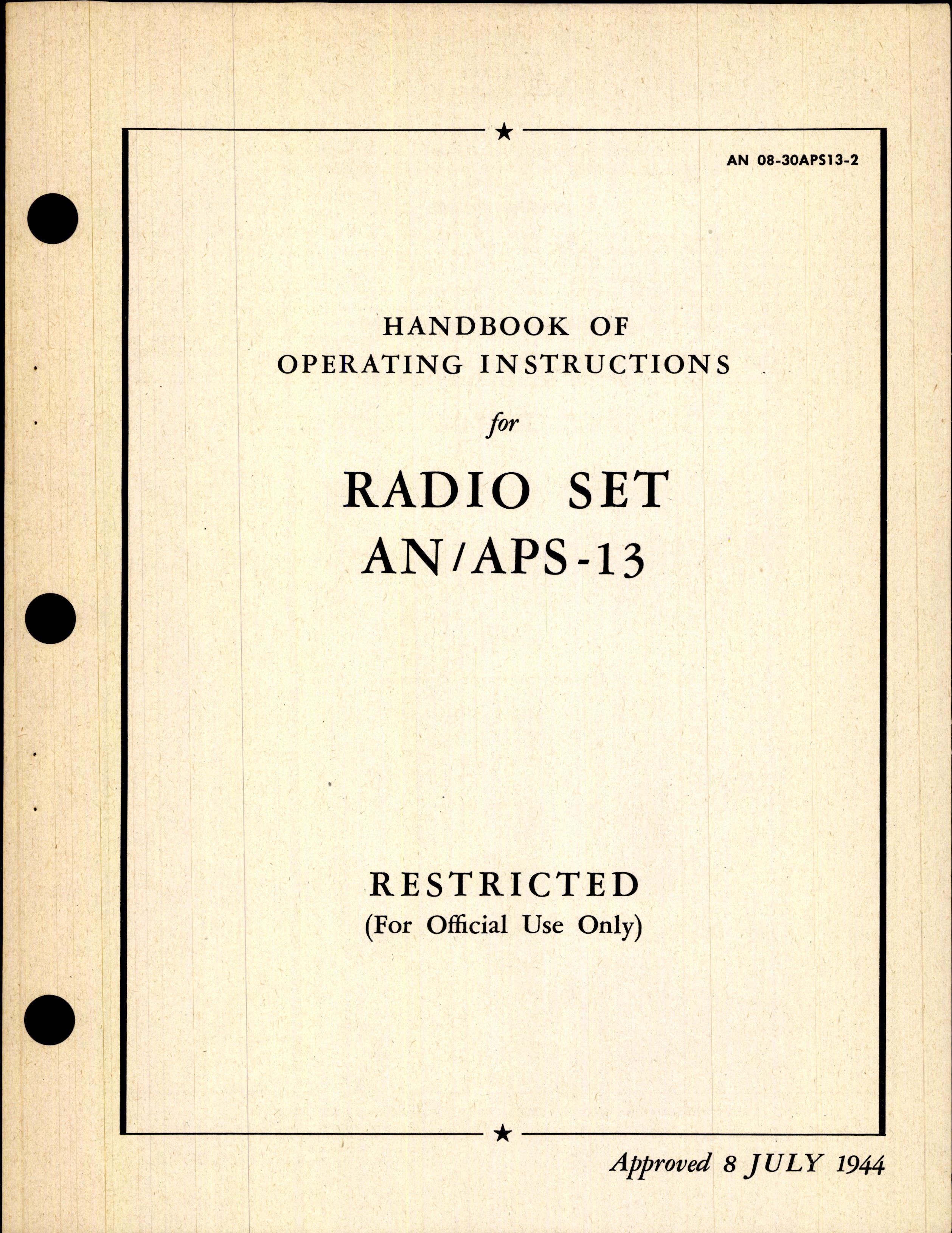 Sample page 3 from AirCorps Library document: Handbook of Operating Instructions for Radio Set AN-APS-13