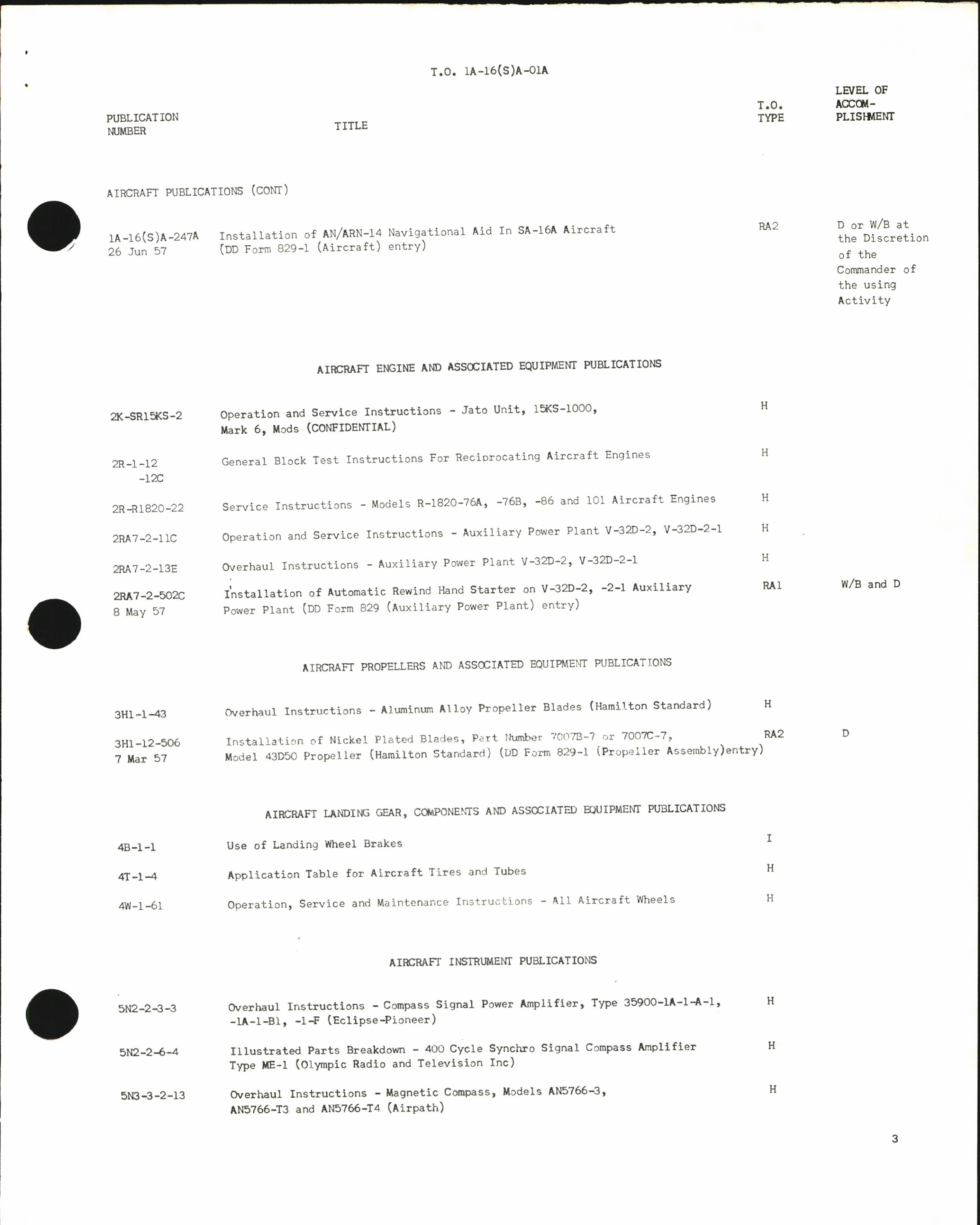 Sample page 5 from AirCorps Library document: Cumulative Supplement List of Applicable Publications for SA-16A and SA-16B Aircraft and Equipment
