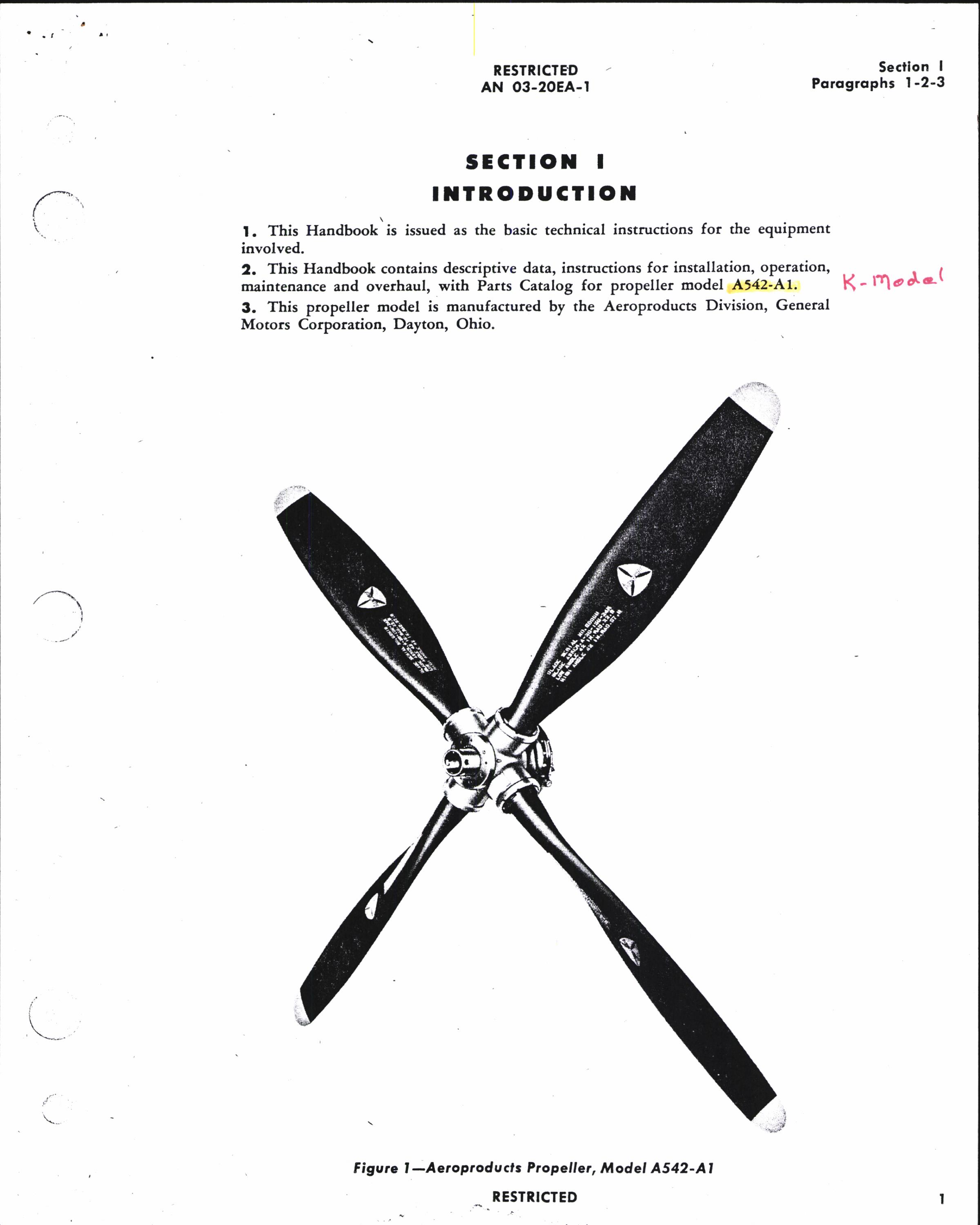 Sample page 3 from AirCorps Library document: Handbook of Instructions with Parts Catalog for Model A542-A1 Constant Speed Propeller