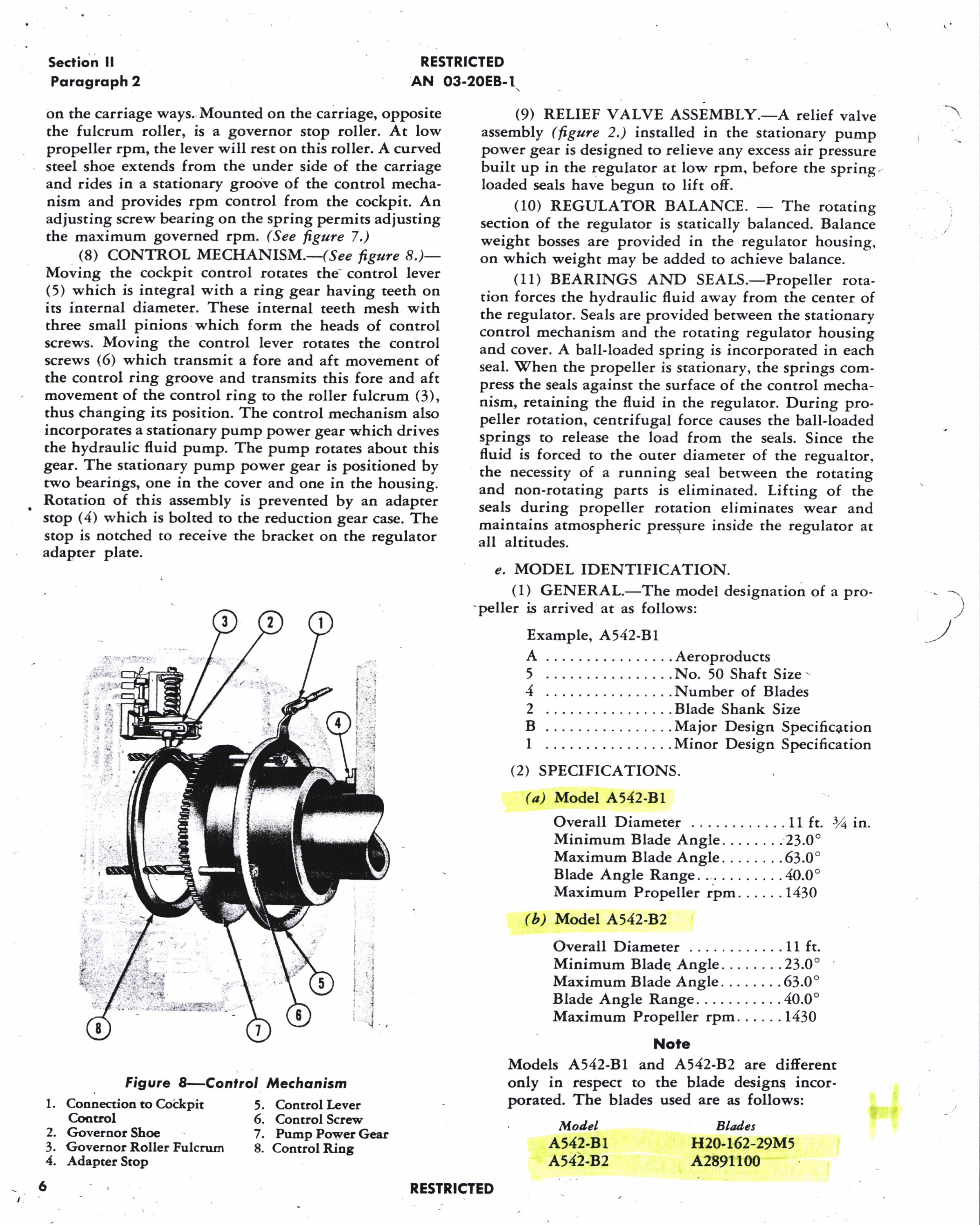 Sample page 7 from AirCorps Library document: Handbook of Instructions with Parts Catalog for Hydraulic Controllable Propellers Models A542-B1 and -B2
