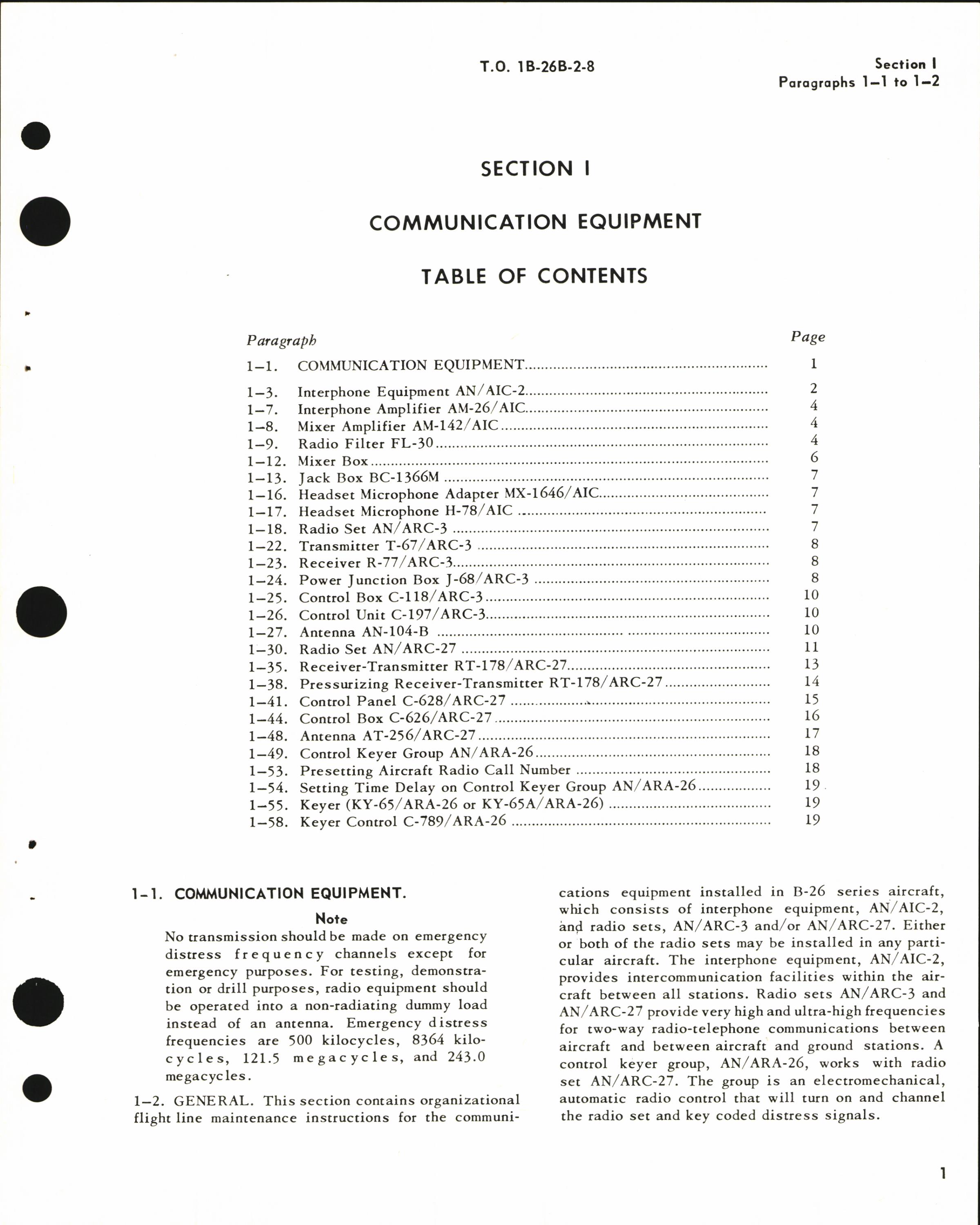 Sample page 7 from AirCorps Library document: Maintenance Instructions for B-26B, B-26C, TB-26B, TB-26C, and JD-1 - Communication, Navigation, & Identification Equip