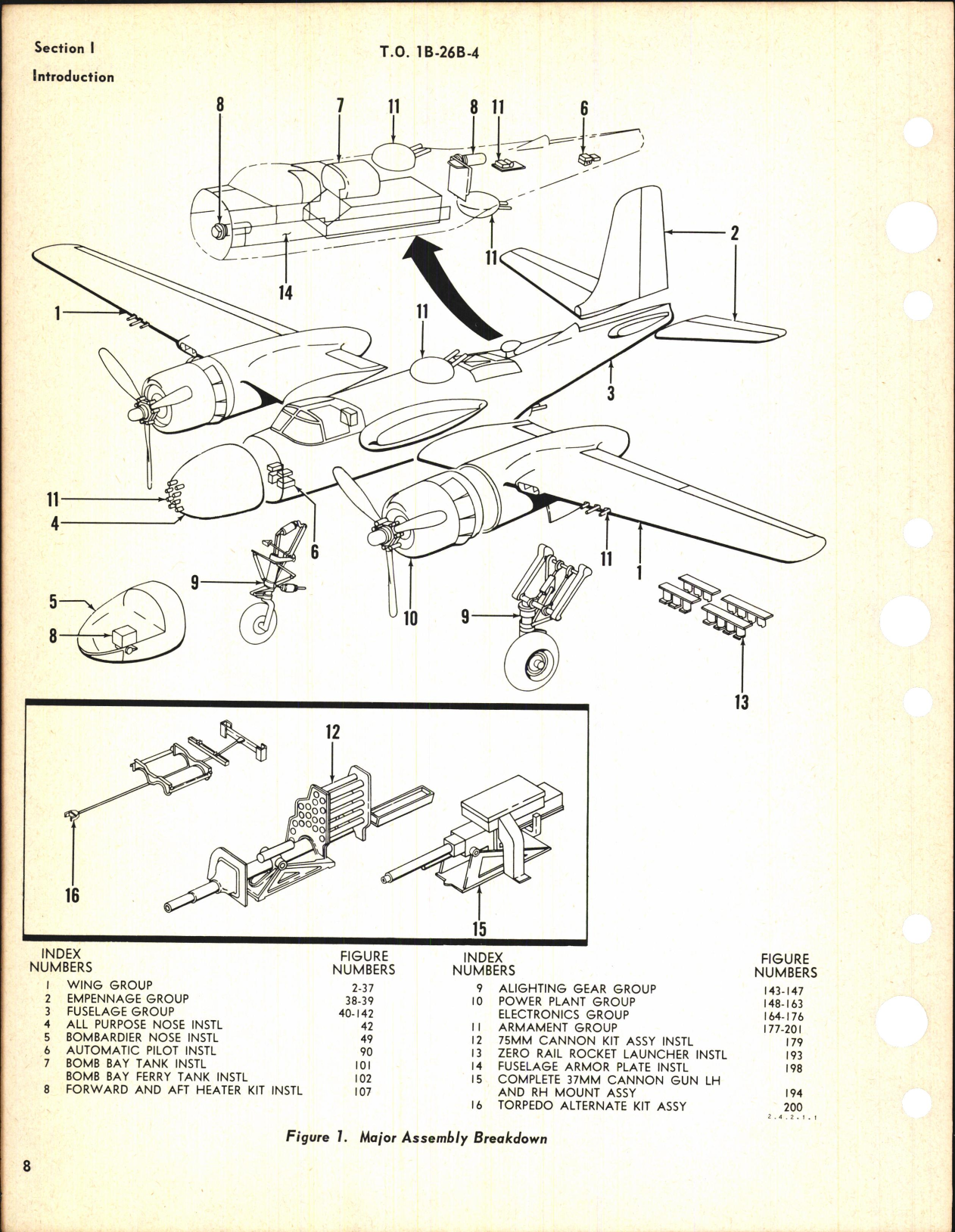 Sample page 16 from AirCorps Library document: Illustrated Parts Breakdown for B-26B, B-26C, TB-26B, TB-26C, RB-26C, and JD-1 Aircraft