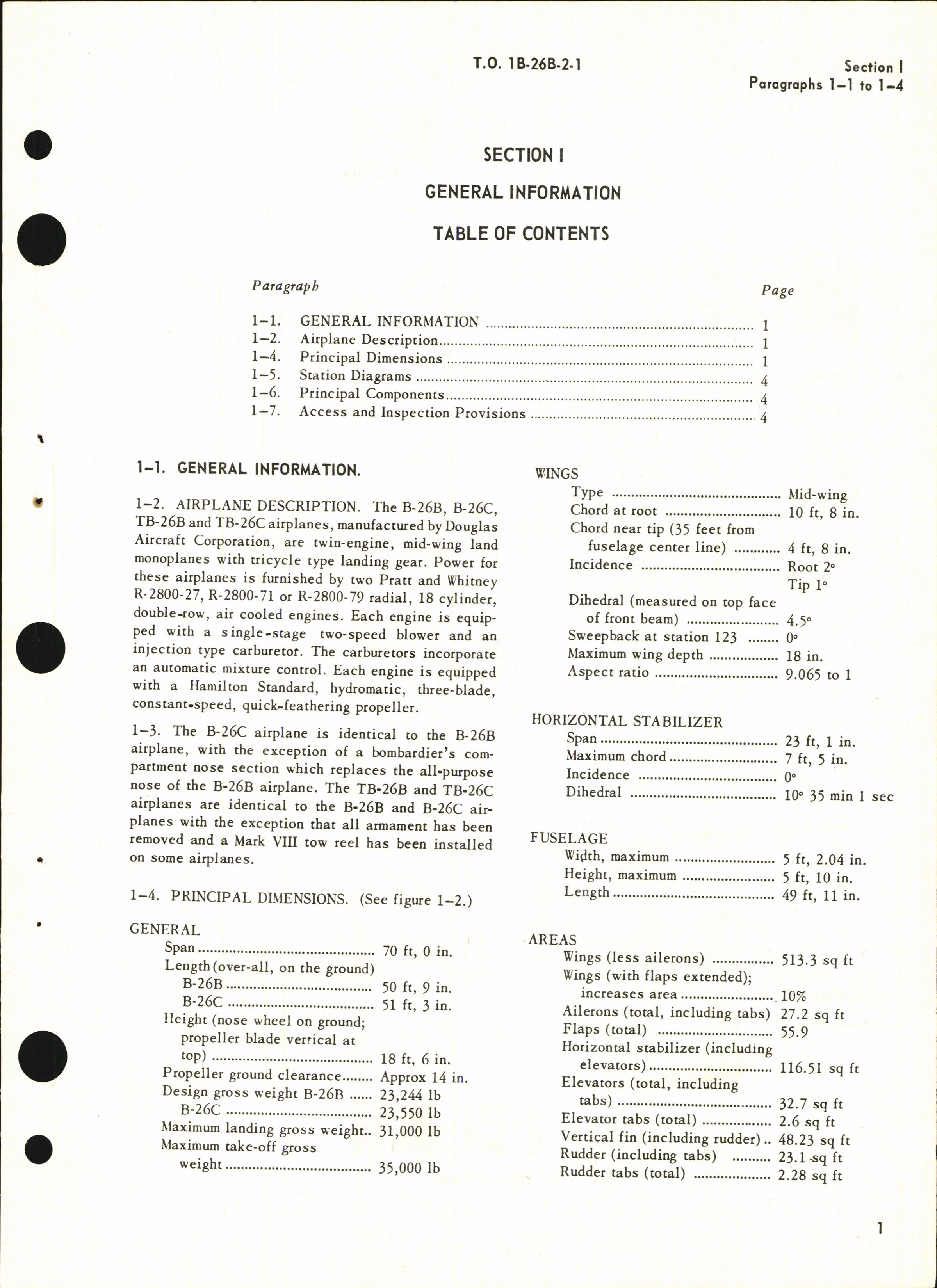 Sample page 7 from AirCorps Library document: Maintenance Instructions for B-26B, B-26C, TB-26B, TB-26C, and JD-1 - General Airplane