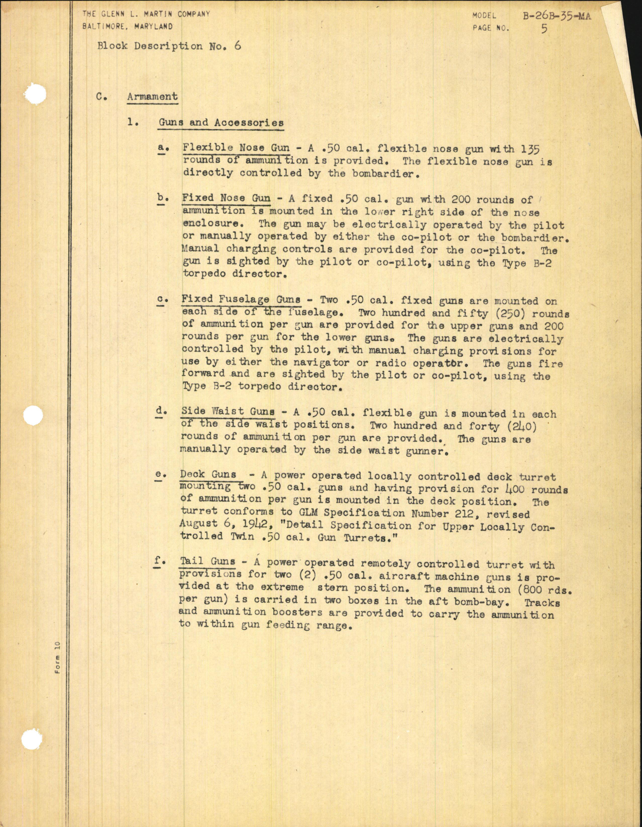Sample page 13 from AirCorps Library document: Block Description for Air Corps Model B-26B-35-MA Bombardment Airplane