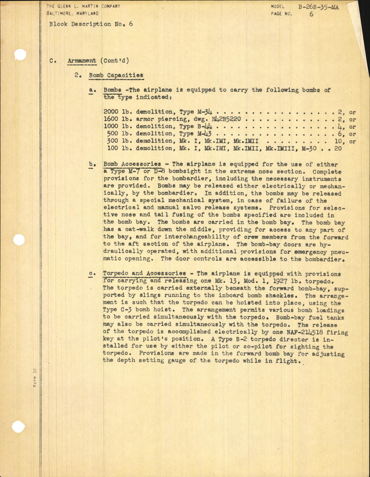 Sample page 15 from AirCorps Library document: Block Description for Air Corps Model B-26B-35-MA Bombardment Airplane