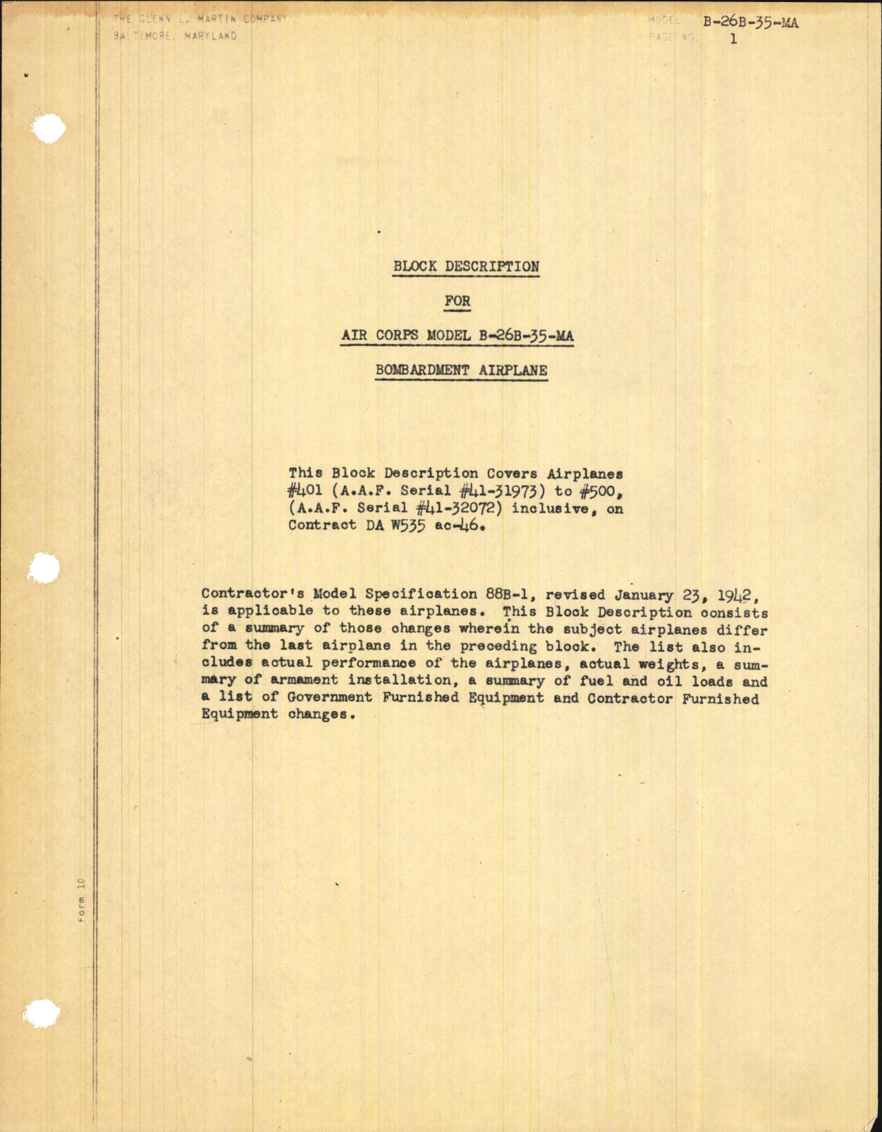 Sample page 5 from AirCorps Library document: Block Description for Air Corps Model B-26B-35-MA Bombardment Airplane