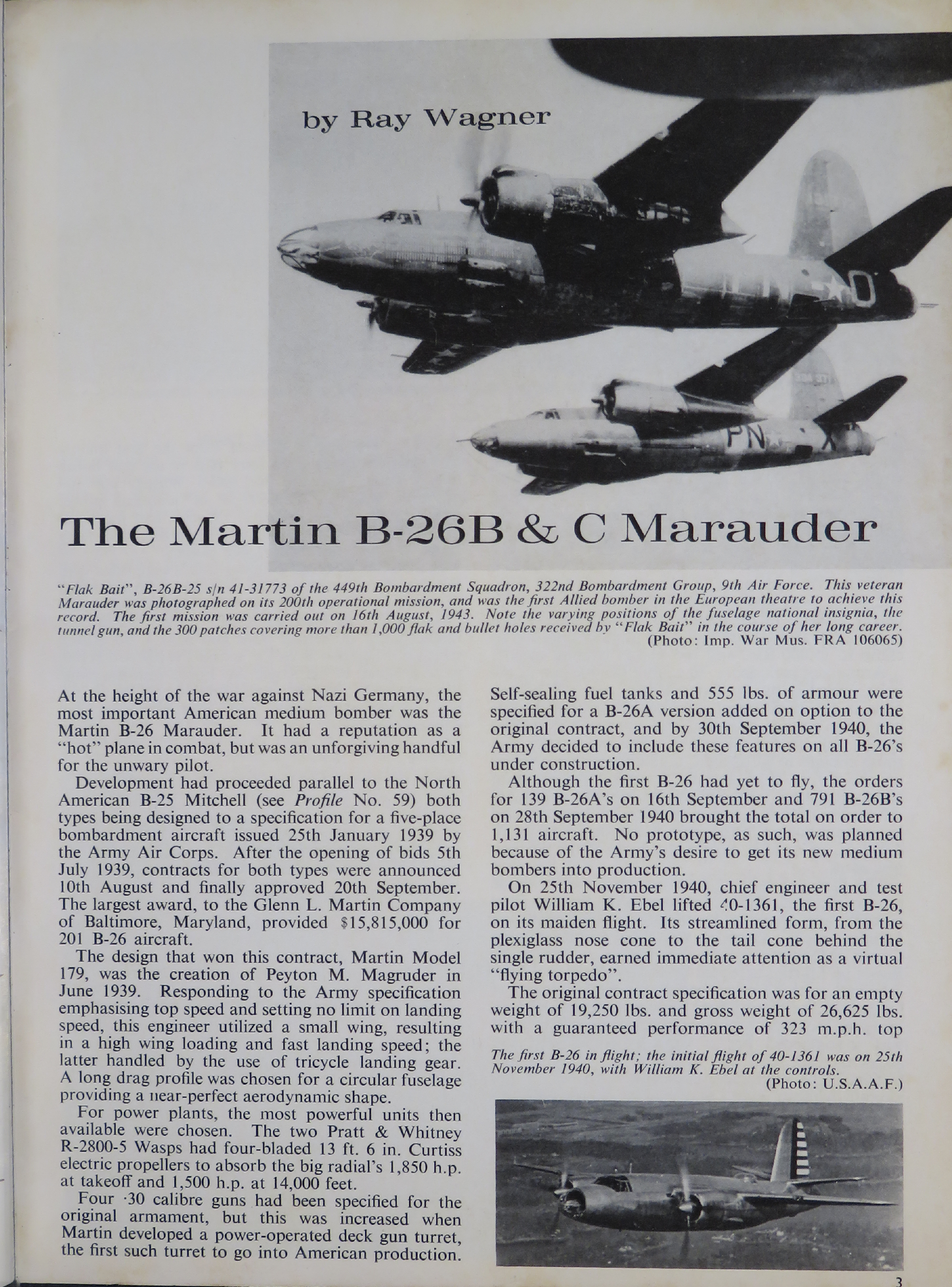 Sample page 3 from AirCorps Library document: Profile Publications - The Martin B-26B & C Marauder