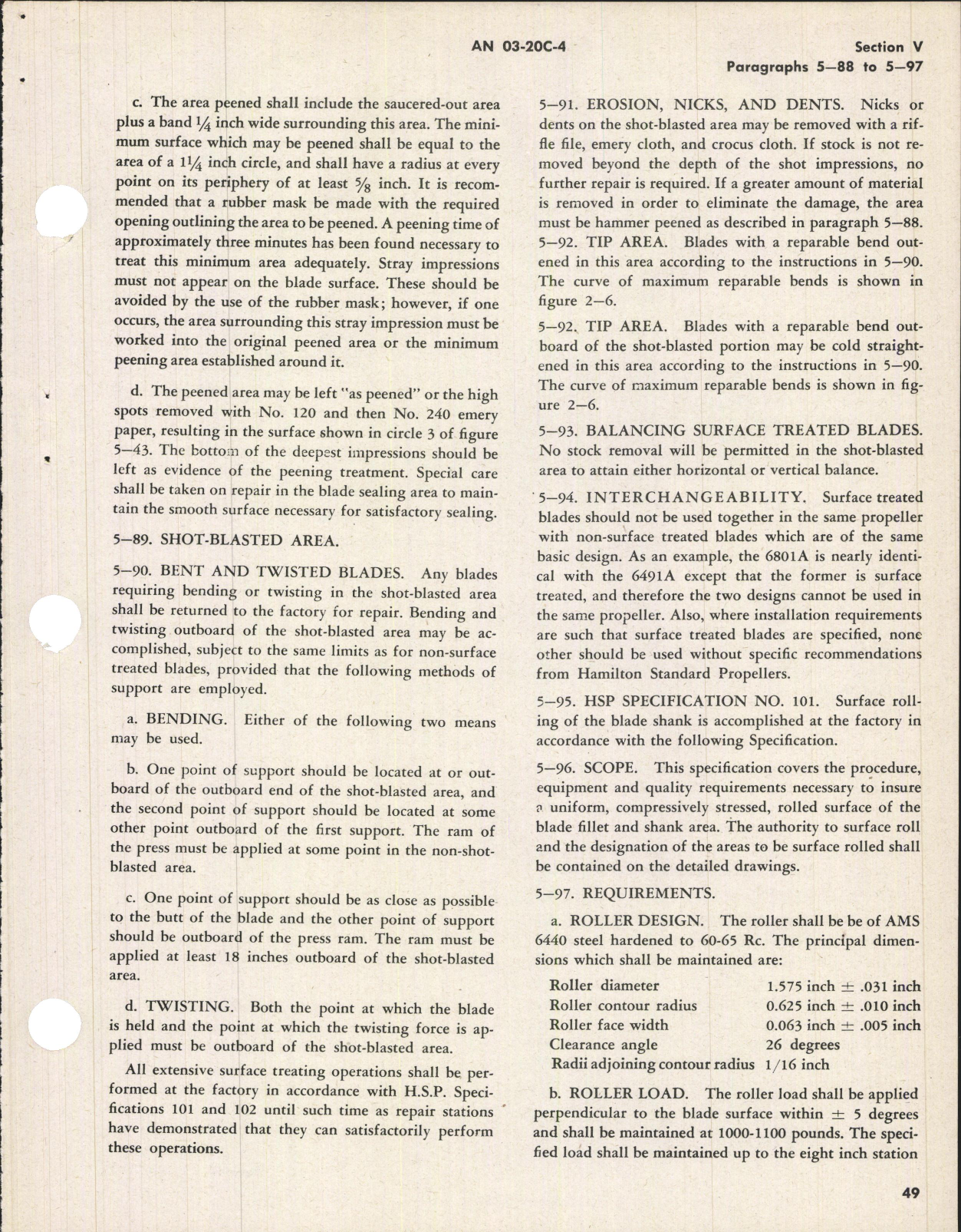 Sample page 5 from AirCorps Library document: Operation, Service, & Overhaul Instructions for Aluminum Alloy Propeller Blades