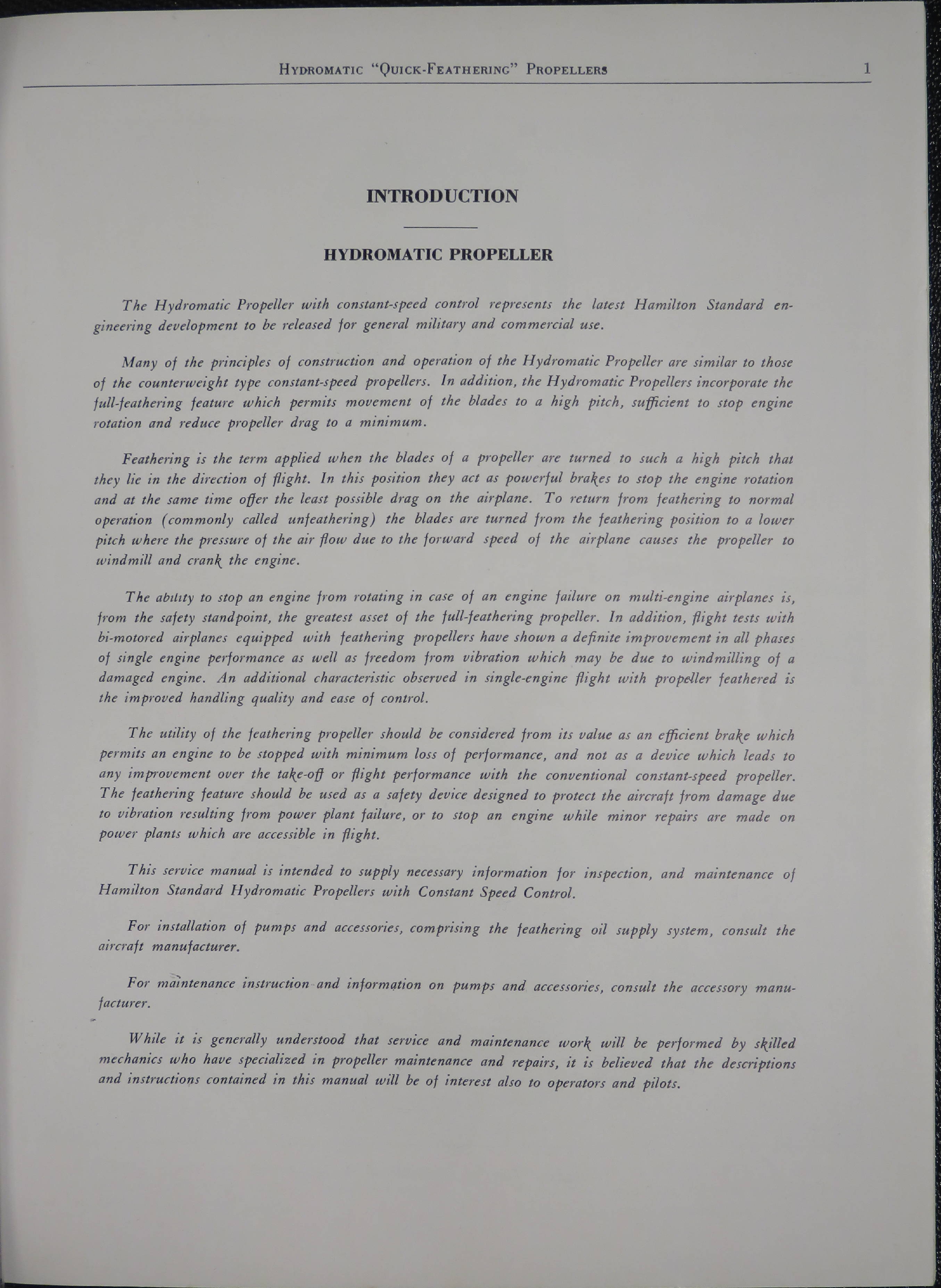 Sample page 9 from AirCorps Library document: Service Manual for Quick-Feathering Hydromatic Propeller Models 23E50-31 and Above with Constant Speed Control