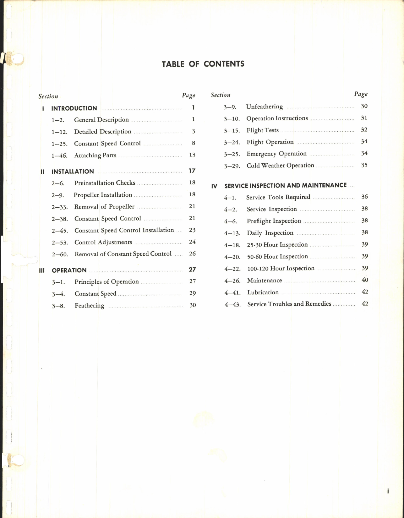 Sample page 5 from AirCorps Library document: Maintenance Manual for 22D30 and 22D40 Hydromatic Propellers