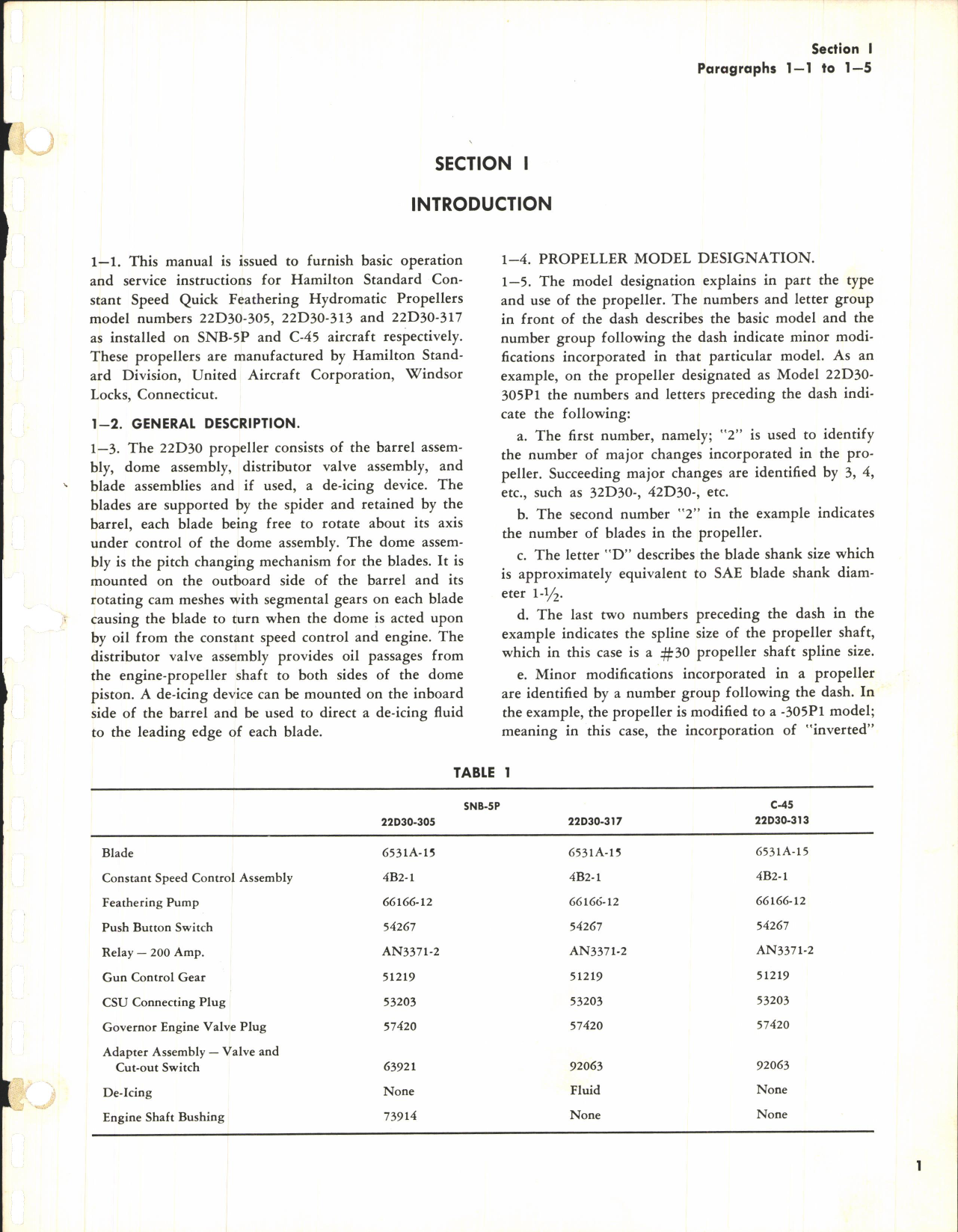 Sample page 7 from AirCorps Library document: Maintenance Manual for 22D30 and 22D40 Hydromatic Propellers